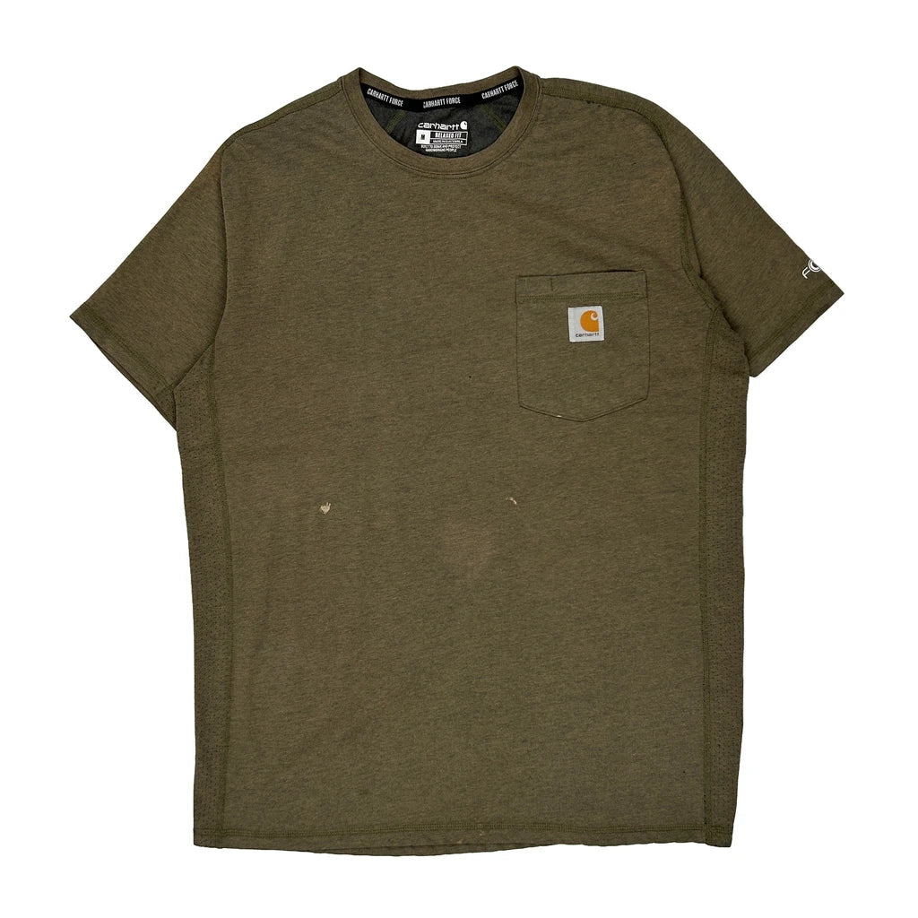 Force Carhartt T-Shirt - Medium Green Cotton Refurbished - Thrifted (note: this is a term often used to describe second- refurbished available on Cerqular
