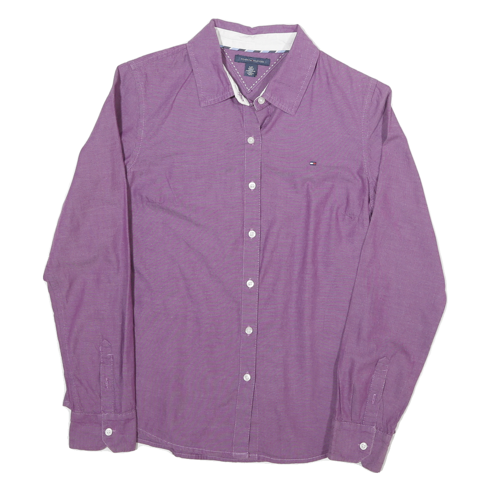 TOMMY HILFIGER Womens Purple Plain Shirt S Button Down Long Sleeve Refurbished - N/A refurbished available on Cerqular