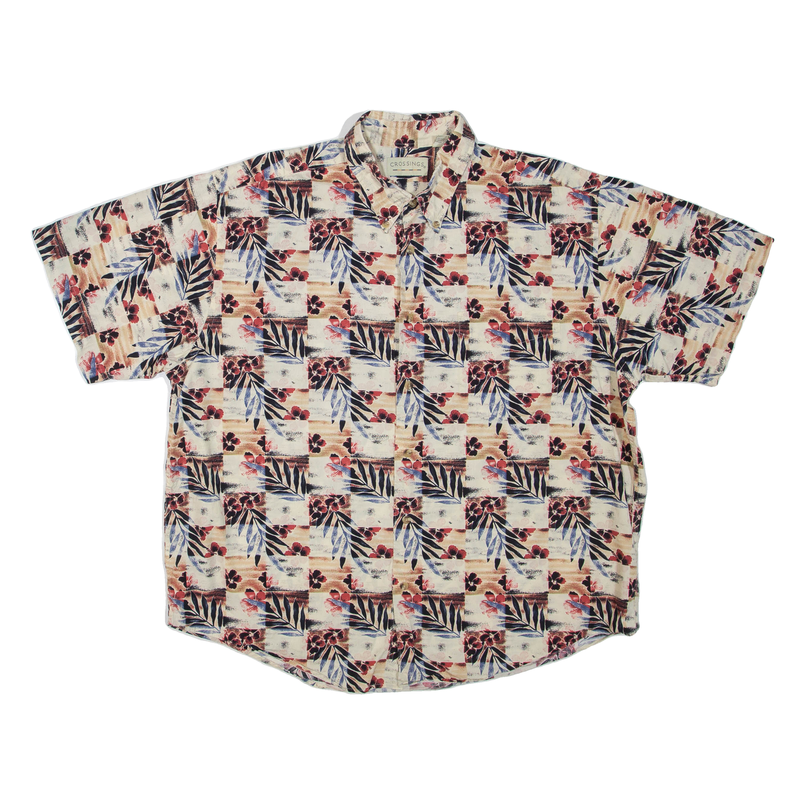 CROSSINGS Mens Hawaiian Shirt Beige Crazy Pattern XL Refurbished - N/A refurbished available on Cerqular