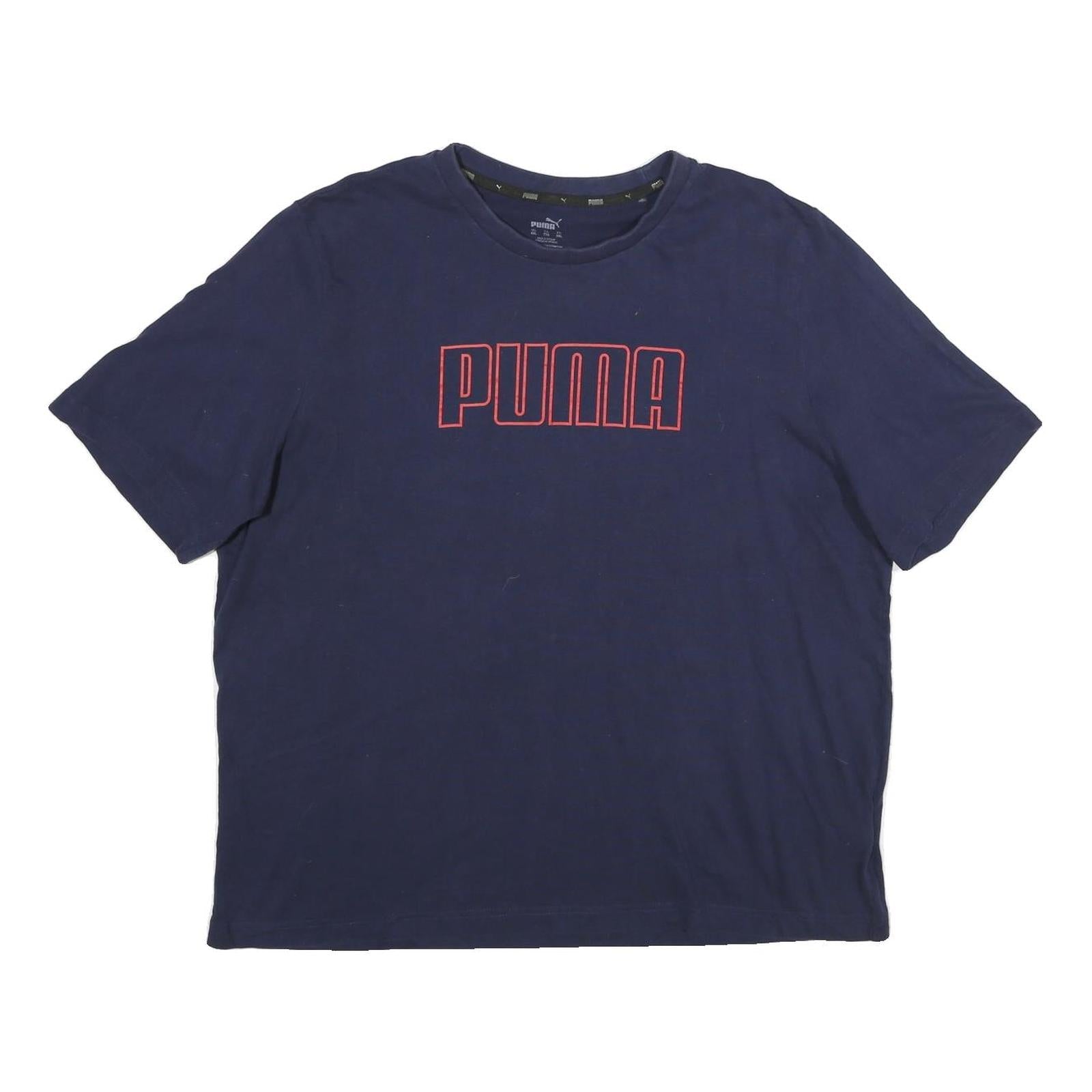 PUMA Mens Navy Blue Cotton Logo Print T-Shirt 2XL Short Sleeve Crew Neck Casual Refurbished - N/A refurbished available on Cerqular
