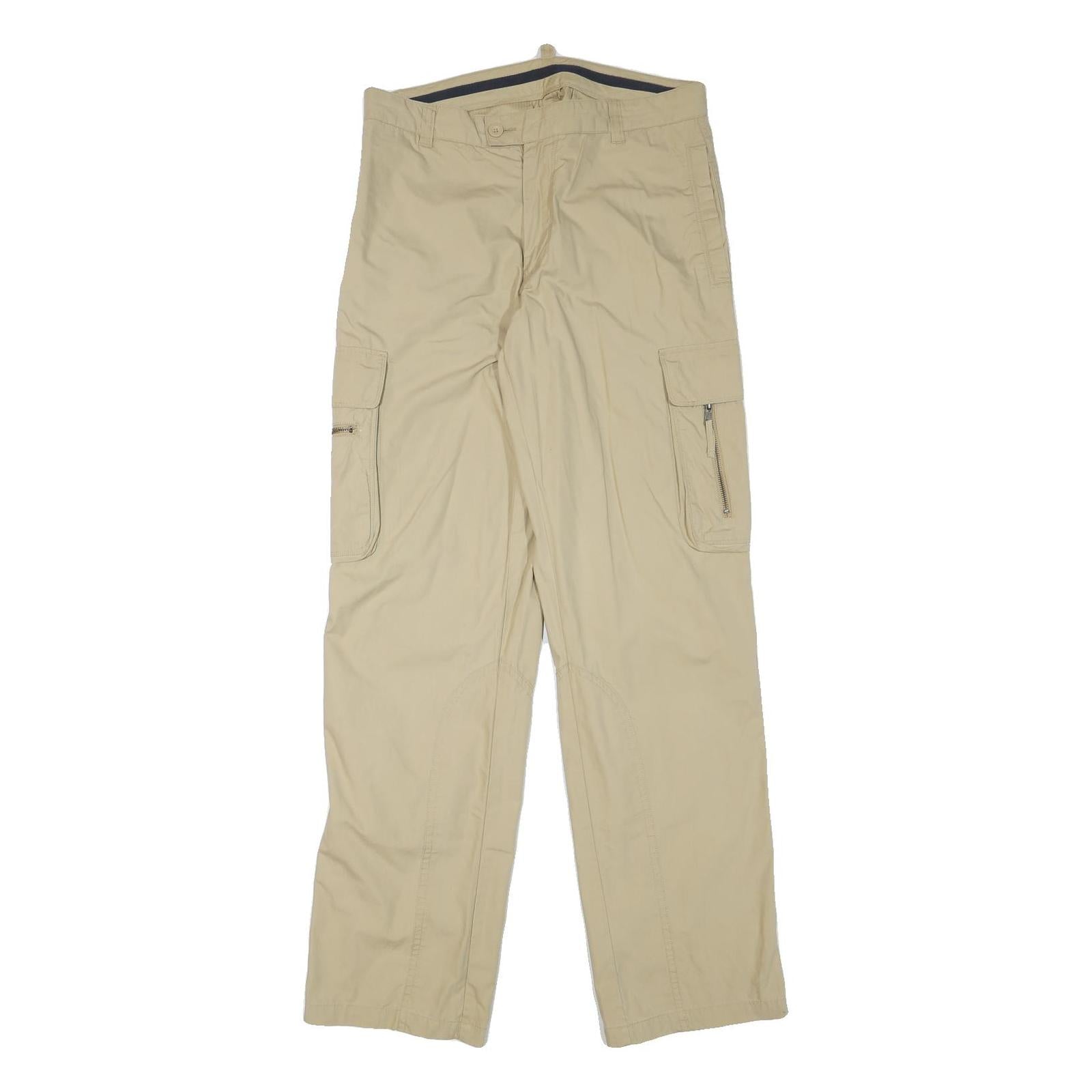 COLONIAL Mens Regular Beige Cargo Trousers W32 L33 Polyester Blend Zip Pockets Refurbished - N/A refurbished available on Cerqular