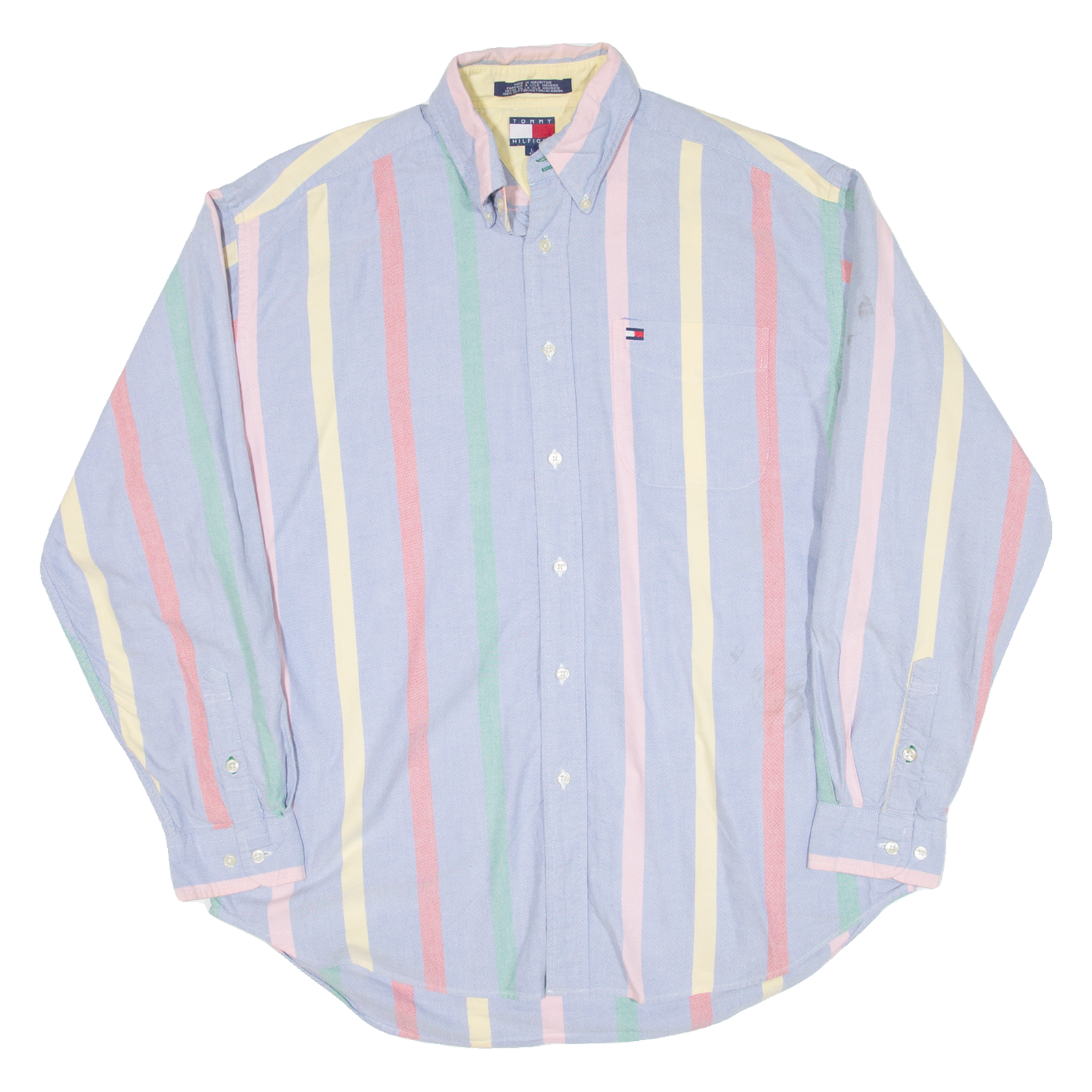 TOMMY HILFIGER Mens Shirt Blue Striped Long Sleeve L Refurbished - N/A refurbished available on Cerqular