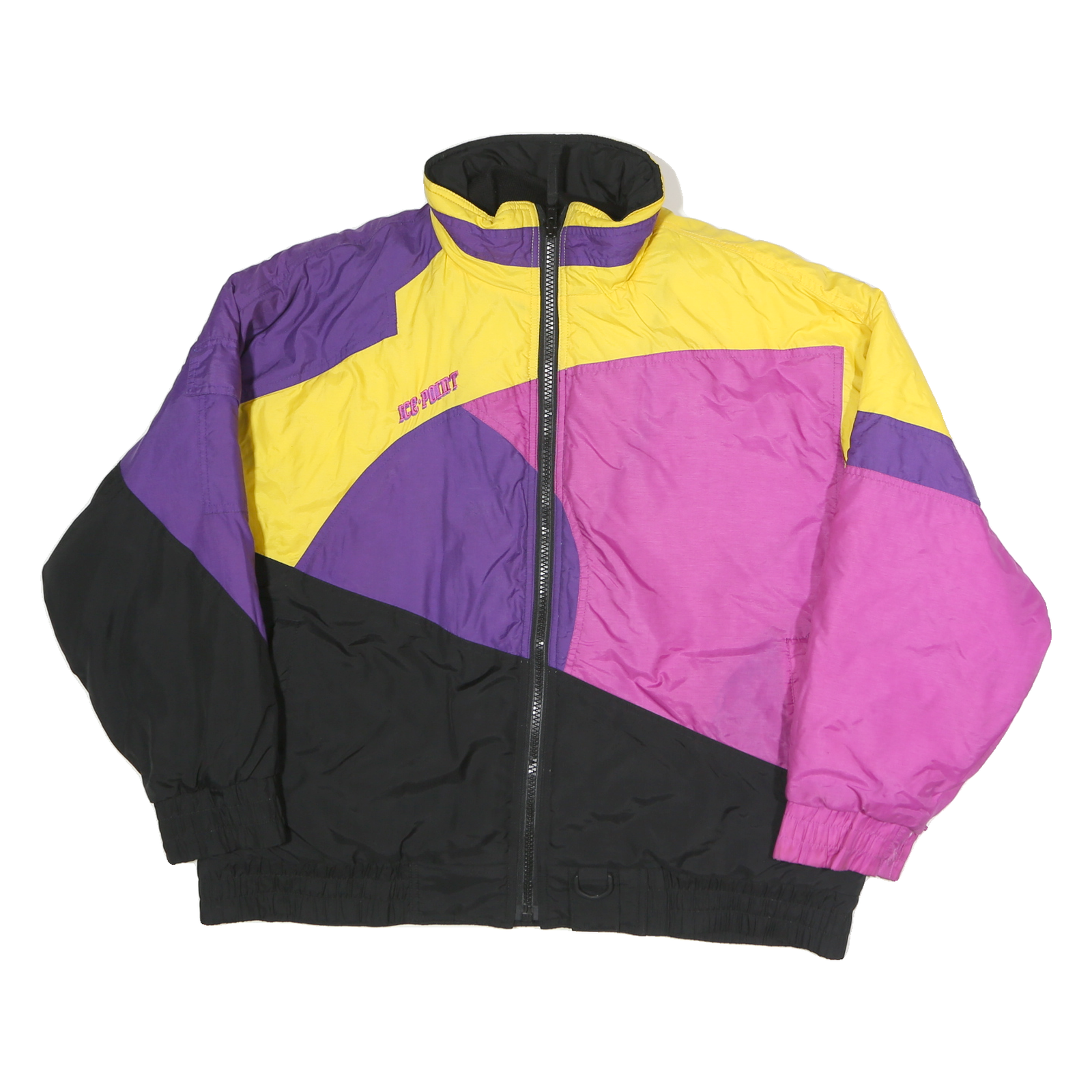 ICE POINT Womens Yellow & Purple & Pink Colourblock Jacket L Polyester Zip Refurbished - N/A refurbished available on Cerqular