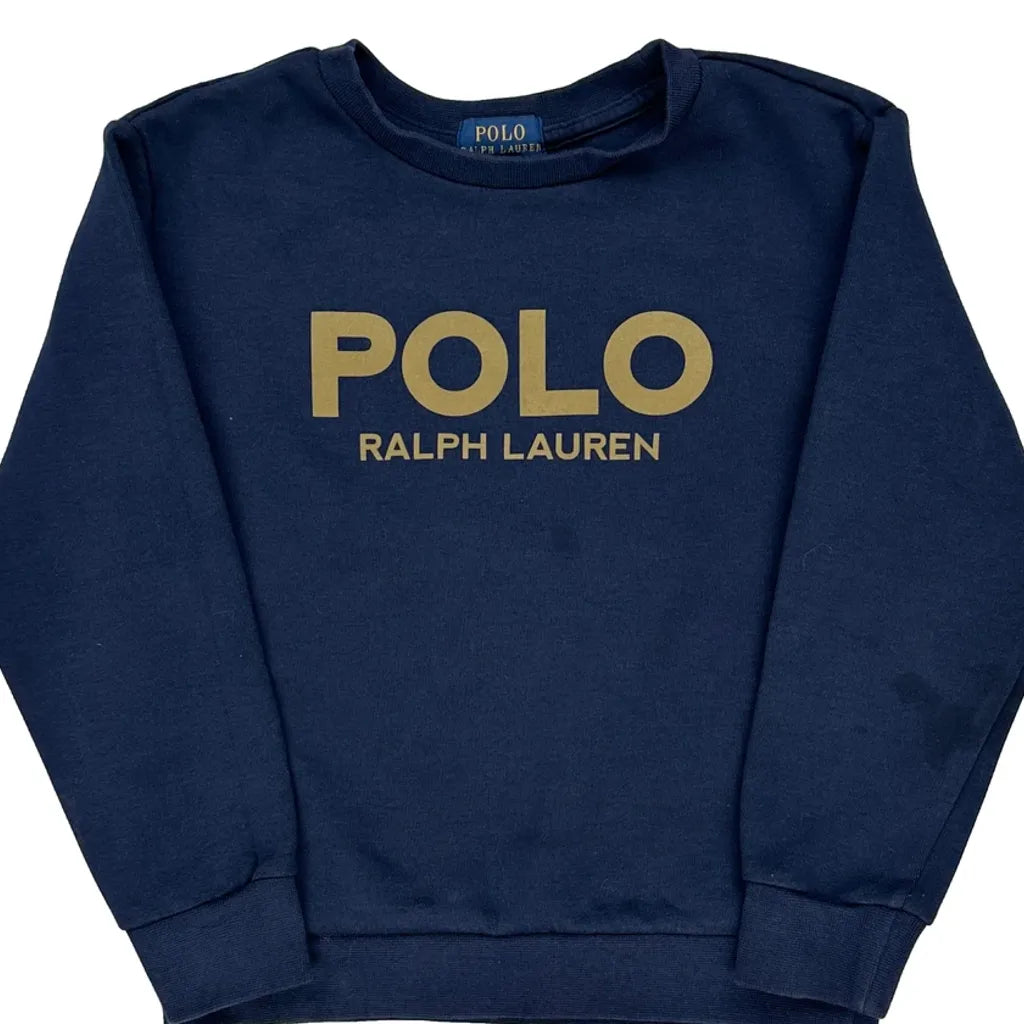 Age 5 Polo By Ralph Lauren Sweatshirt - Small Navy Cotton Refurbished - Thrifted (note: this is a term often used to describe second- refurbished available on Cerqular