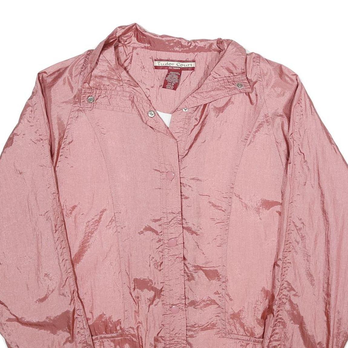 TUDOR COURT Womens Pink Nylon Jacket M Plain Button Closure Lightweight Refurbished - N/A refurbished available on Cerqular