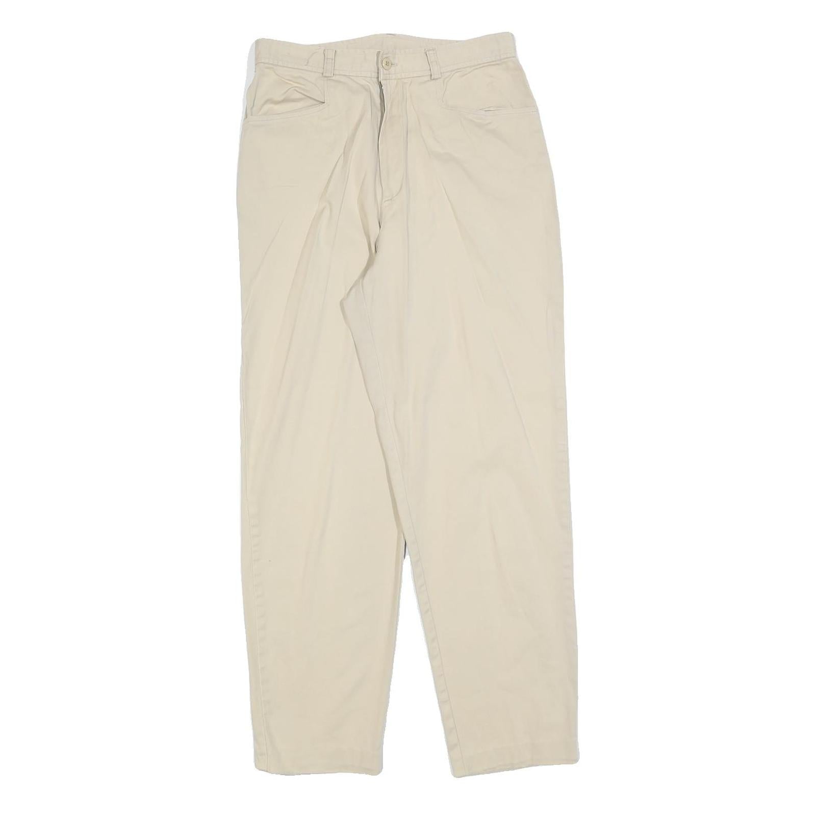 SAMANTHA Womens Cotton Blend Beige Regular Fit Trousers W28 L28 Zip Casual Refurbished - N/A refurbished available on Cerqular