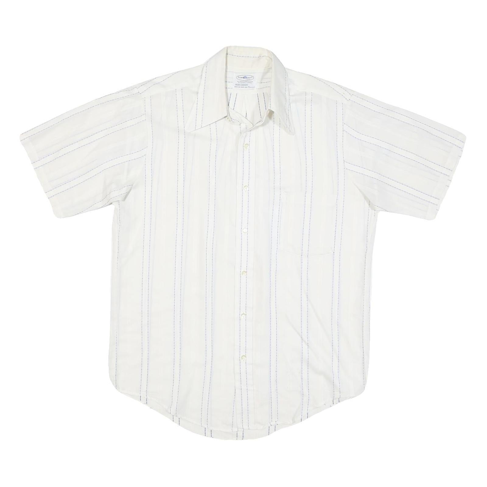 TOWNCRAFT Mens White & Blue Stripe Short Sleeve Shirt M Cotton Blend Casual Refurbished - N/A refurbished available on Cerqular