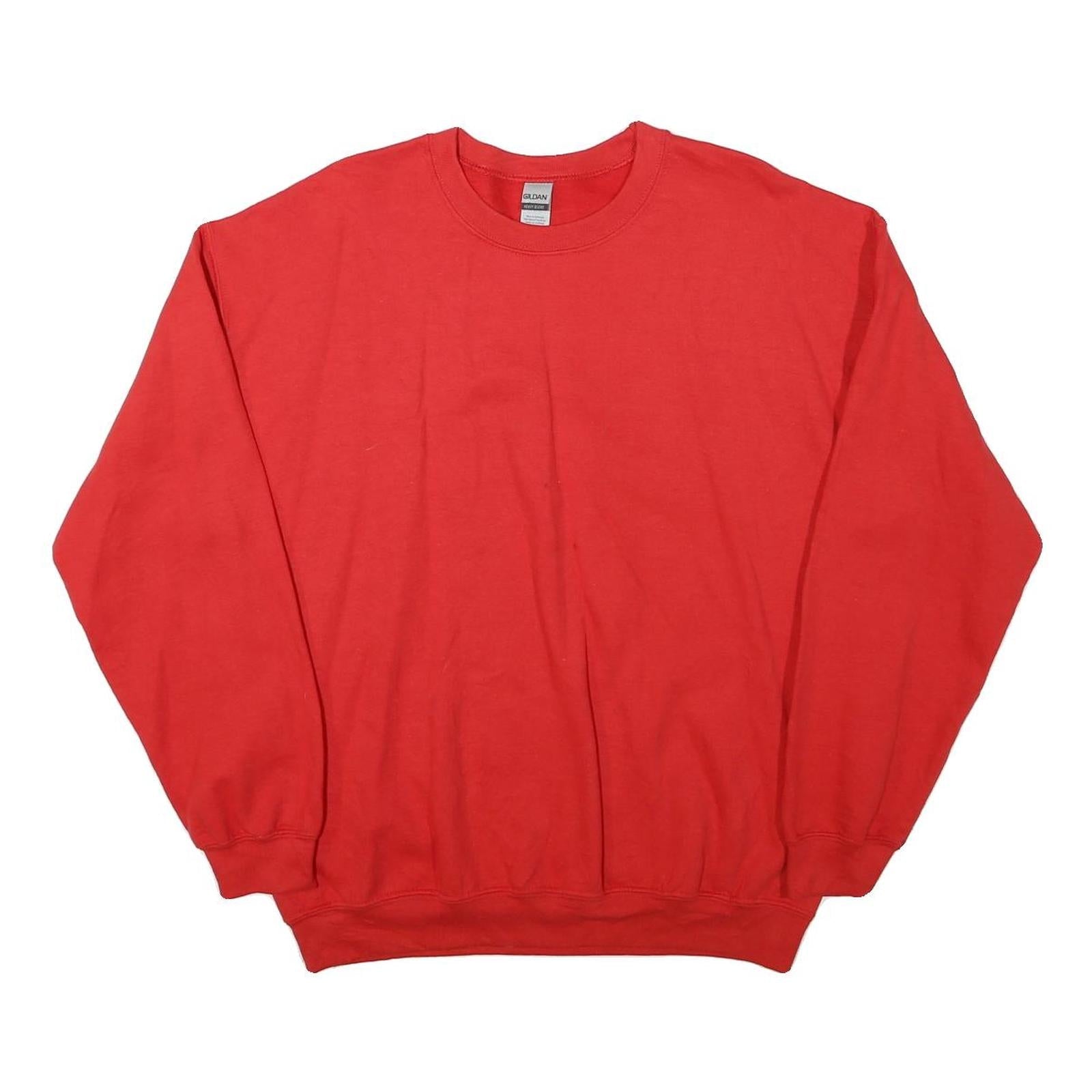 GILDAN Mens Red Crew Neck L Plain Cotton Blend Sweatshirt Pullover Refurbished - N/A refurbished available on Cerqular