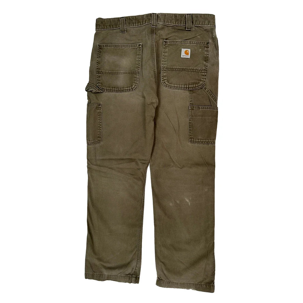 Carhartt Carpenter Trousers - 34W 30L Brown Cotton Refurbished - Thrifted (note: this is a term often used to describe second- refurbished available on Cerqular