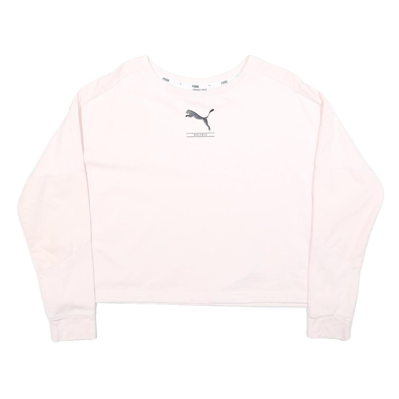 PUMA Womens Pink Crew Neck XS Lightweight Logo Sweatshirt Pullover Refurbished - N/A refurbished available on Cerqular