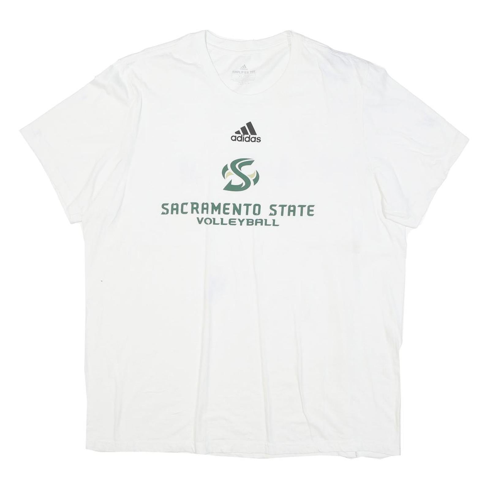 ADIDAS Mens White Sacramento State Volleyball Graphic T-Shirt XL Crew Neck Short Refurbished - N/A refurbished available on Cerqular