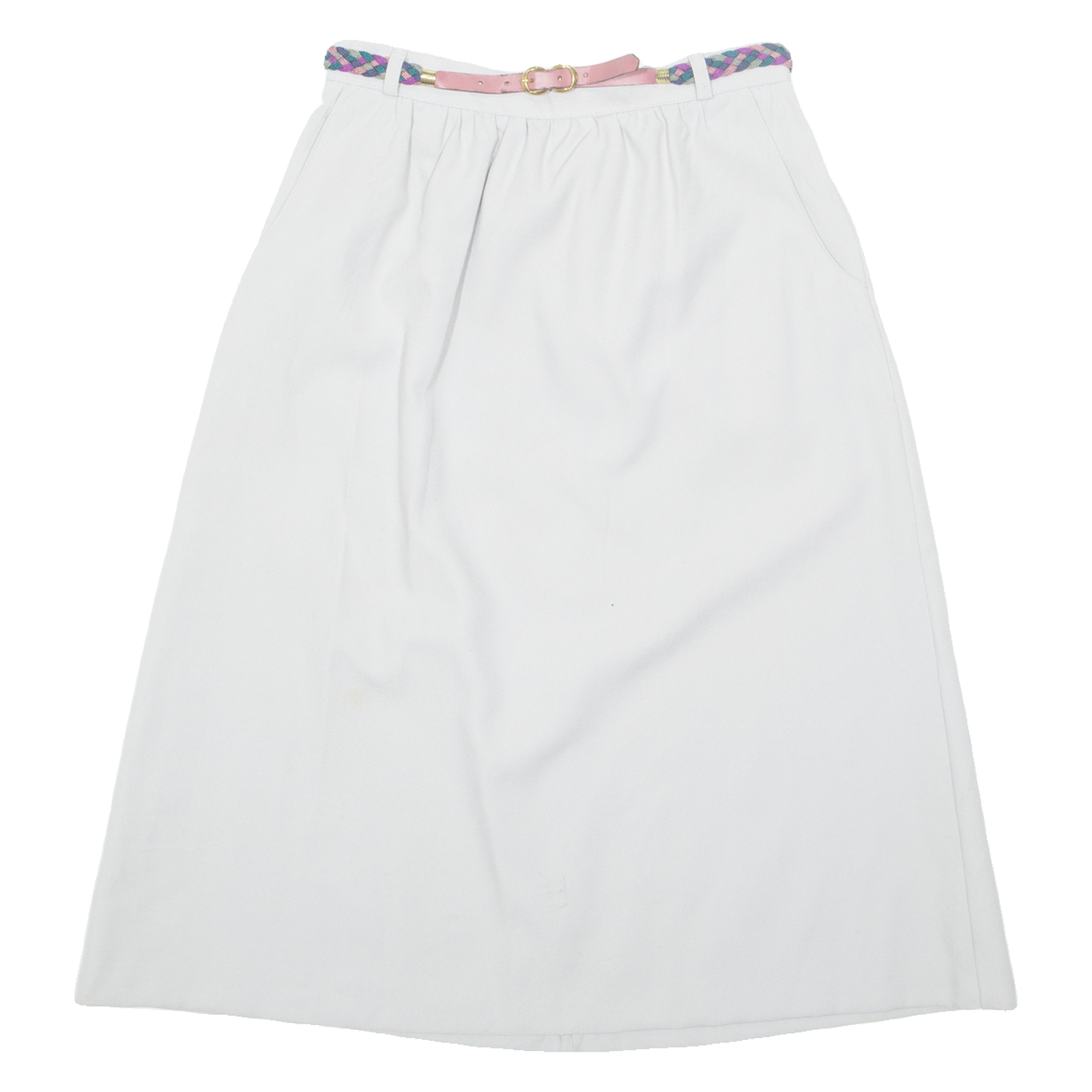 KAKI ROBERTS Belted Womens A-Line Skirt Grey Midi UK 10 Refurbished - N/A refurbished available on Cerqular