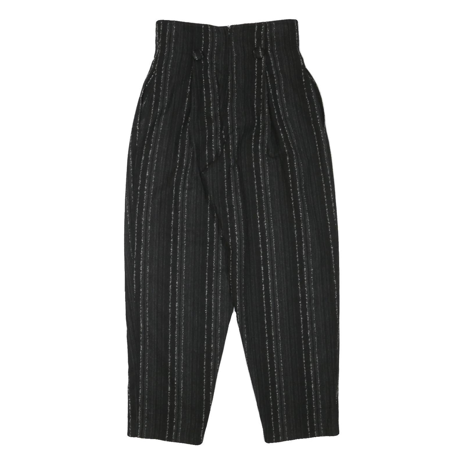 Womens Black Relaxed Wool Blend Stripe Trousers W26 L28 Stylish Zip Closure Refurbished - N/A refurbished available on Cerqular