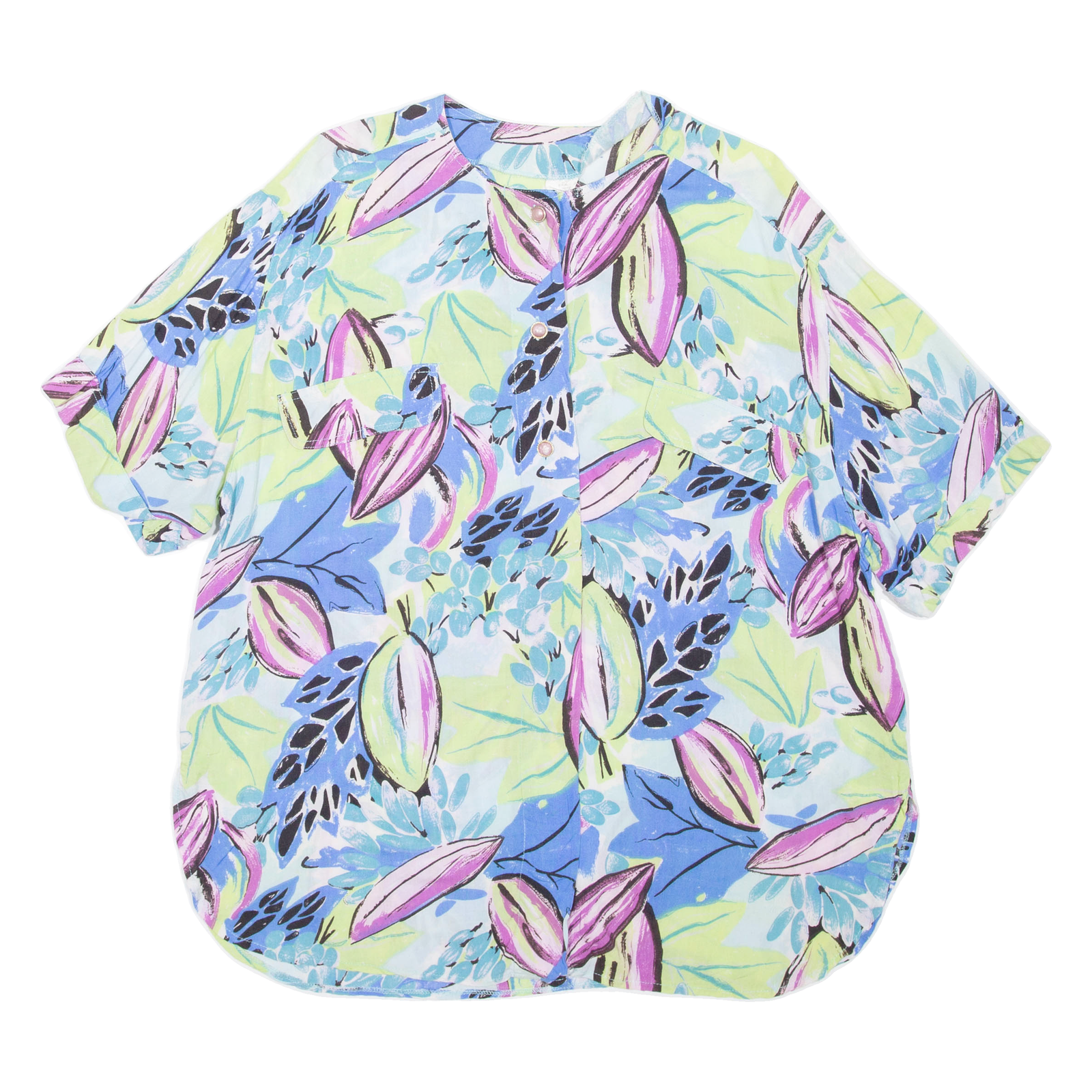 Womens Printed Blouse Blue Viscose Crazy Pattern XL Refurbished - N/A refurbished available on Cerqular