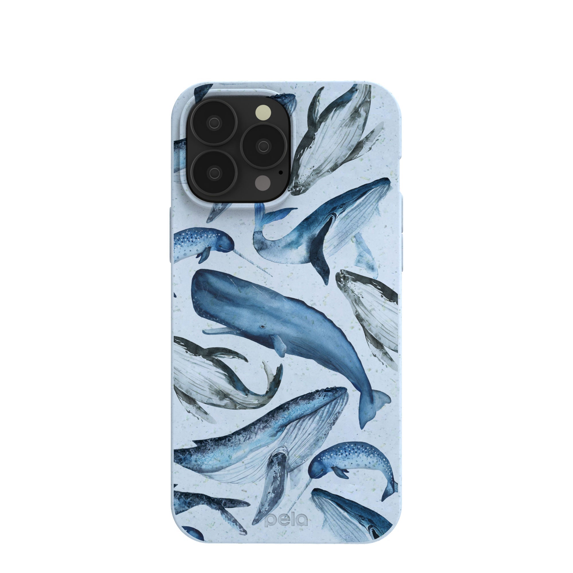 Powder Blue Whales iPhone 13 Pro Max Case Refurbished - Pela Case refurbished available on Cerqular