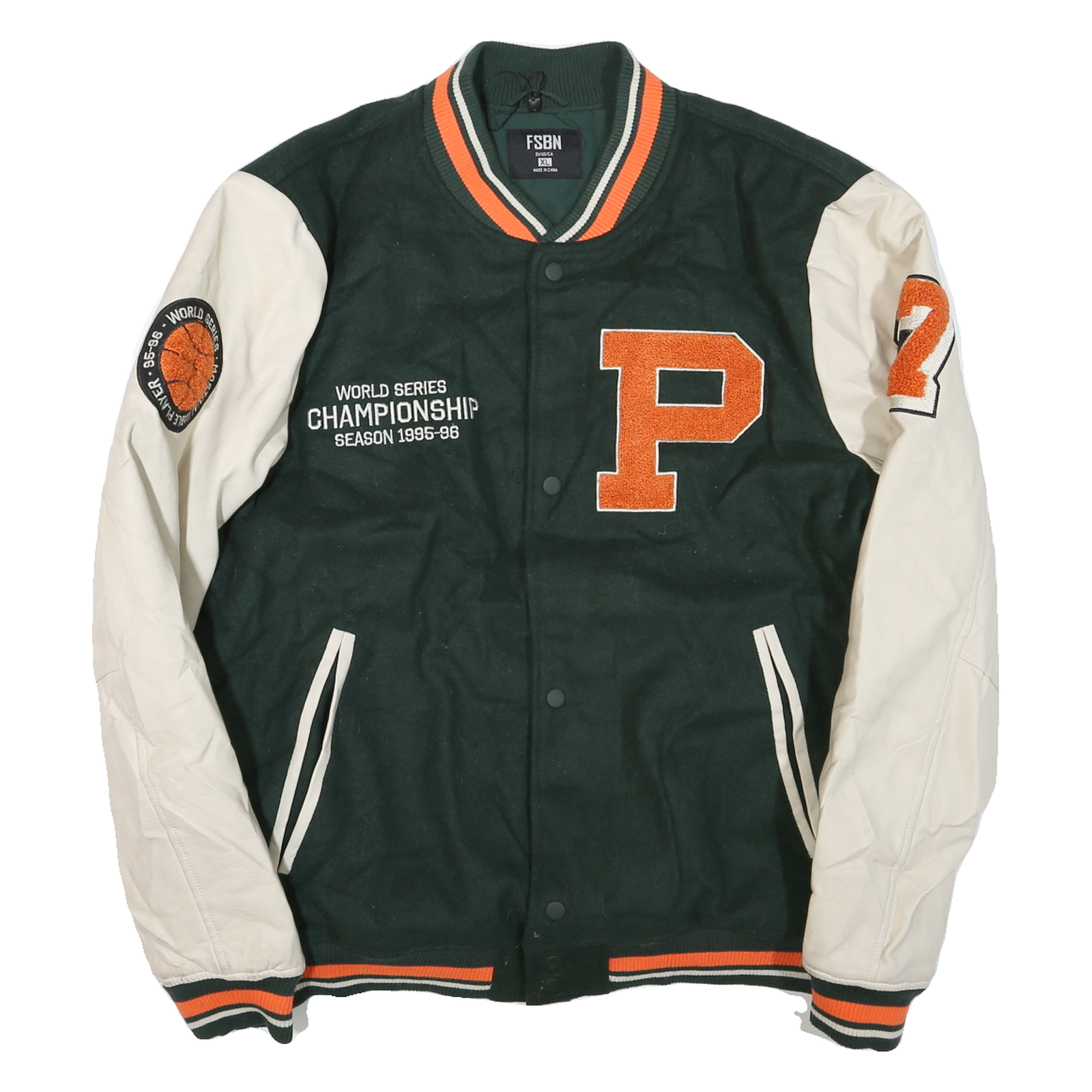 FSBN Mens Green & Cream World Series Championship Wool Blend Varsity Jacket XL Refurbished - N/A refurbished available on Cerqular