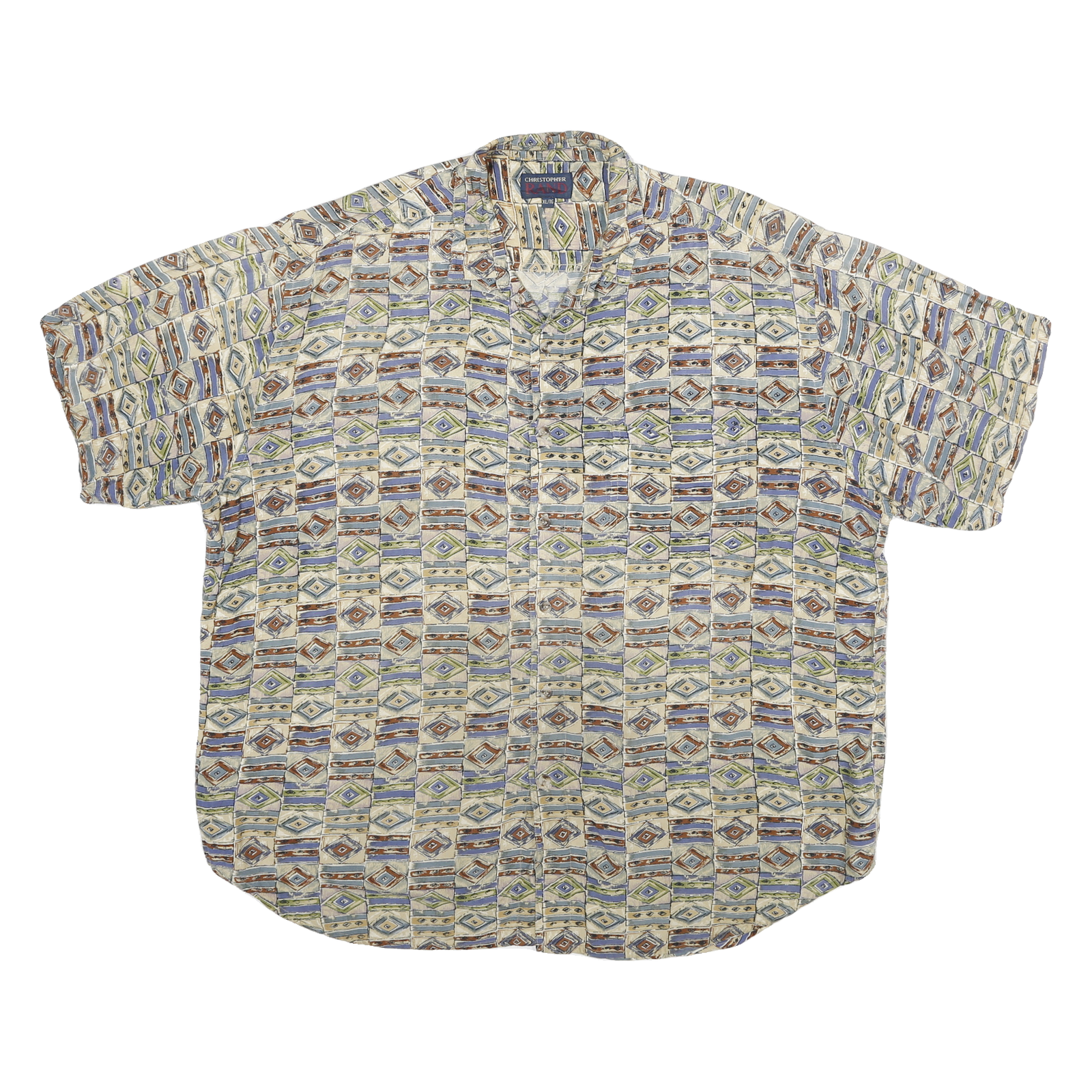 CHRISTOPHER RAND Mens Beige Pattern Shirt XL Rayon Casual Lightweight Refurbished - N/A refurbished available on Cerqular