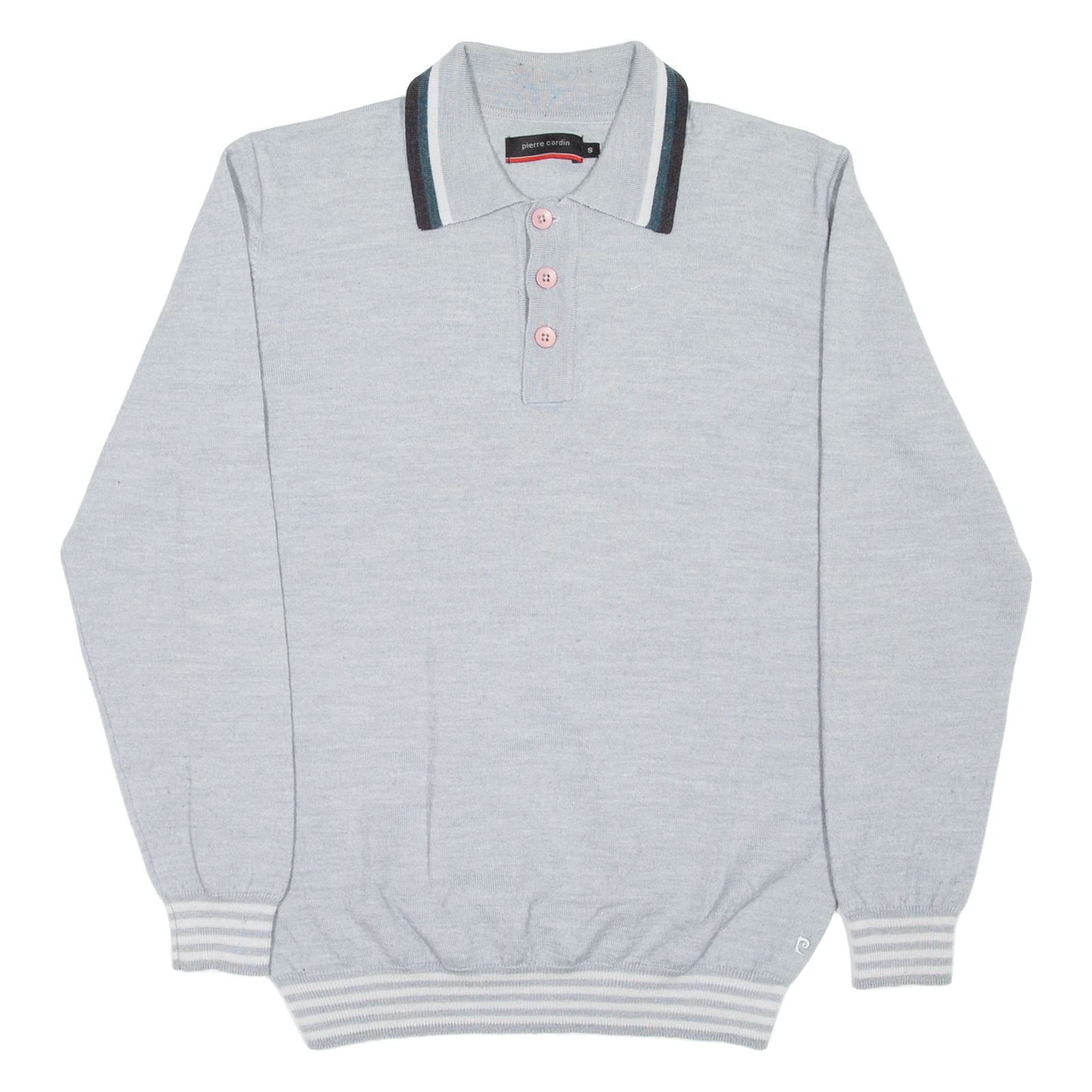 PIERRE CARDIN Mens Jumper Blue Collared Tight Knit Wool S Refurbished - N/A refurbished available on Cerqular