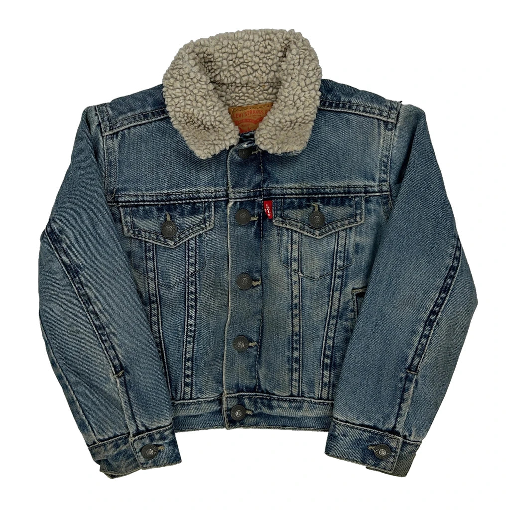 Age 1-2 Levis Collared Denim Jacket - 3XS Blue Cotton Refurbished - Thrifted (note: this is a term often used to describe second- refurbished available on Cerqular