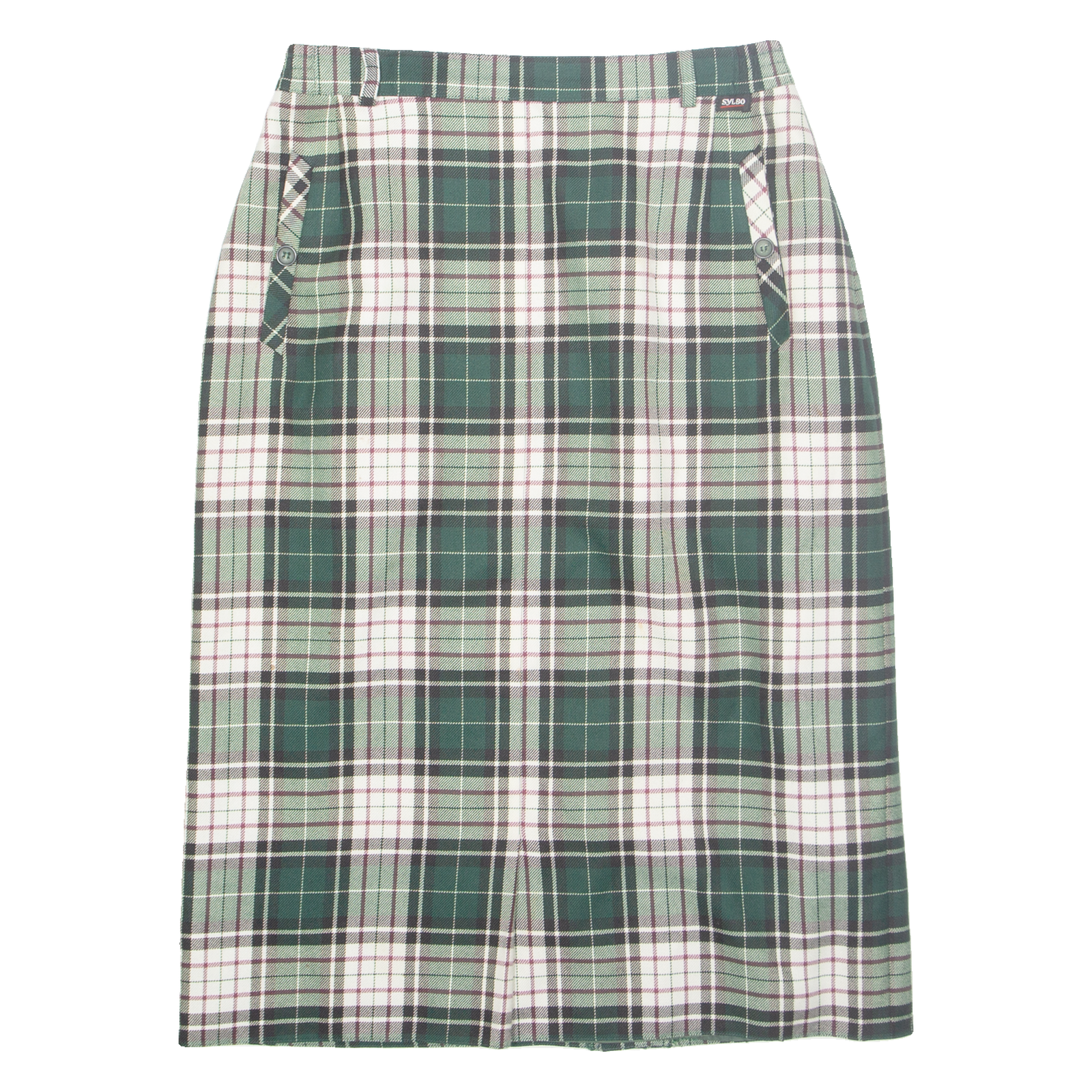 Womens Pencil Skirt Green Midi Wool Check M Refurbished - N/A refurbished available on Cerqular