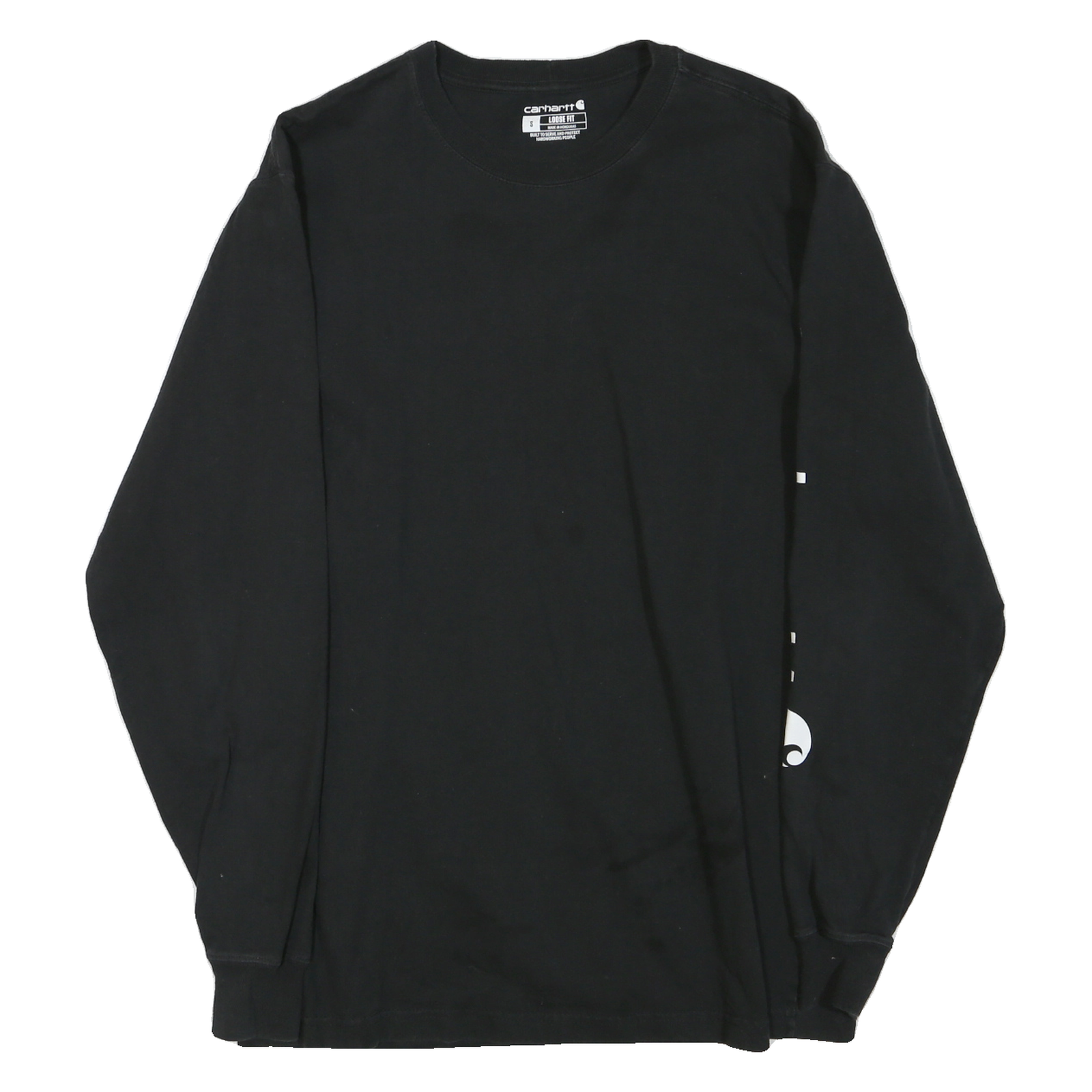 CARHARTT Mens Black Logo Print Long Sleeve Crew Neck T-Shirt S Cotton Blend Refurbished - N/A refurbished available on Cerqular