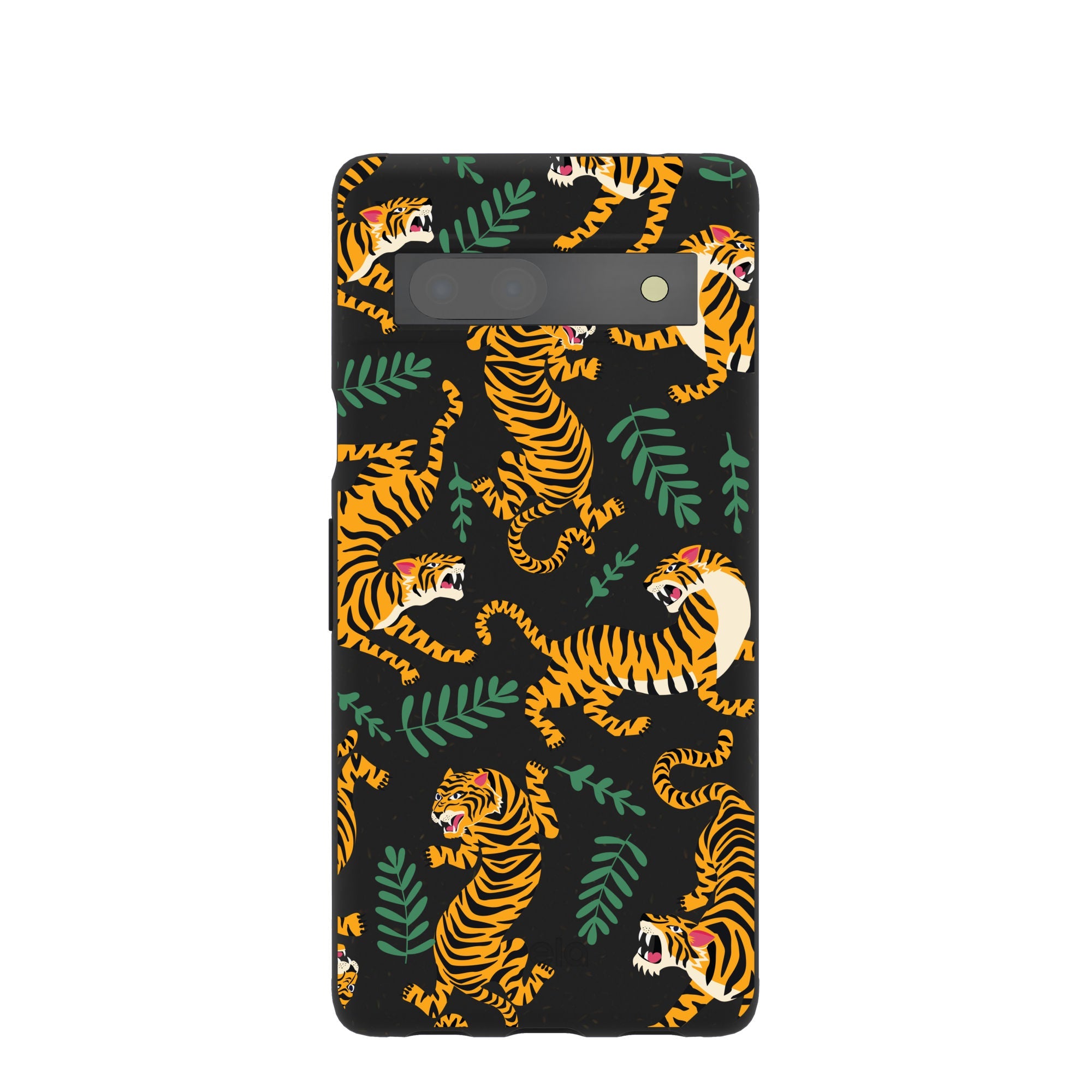 Black Playful Tigers Google Pixel 7a Case Refurbished - Pela Case refurbished available on Cerqular