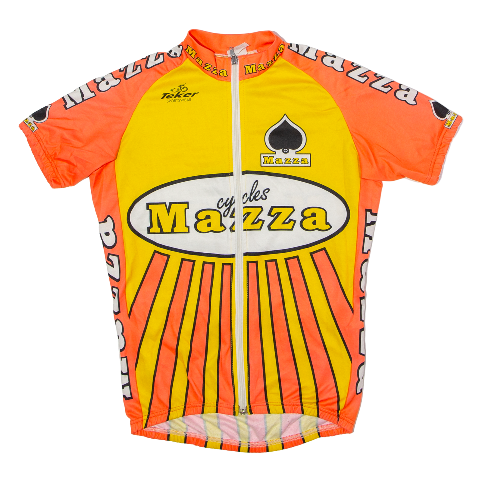 TEKER Mazza Cycles Full Zip Cycling Mens Jersey Orange High Neck S Refurbished - N/A refurbished available on Cerqular