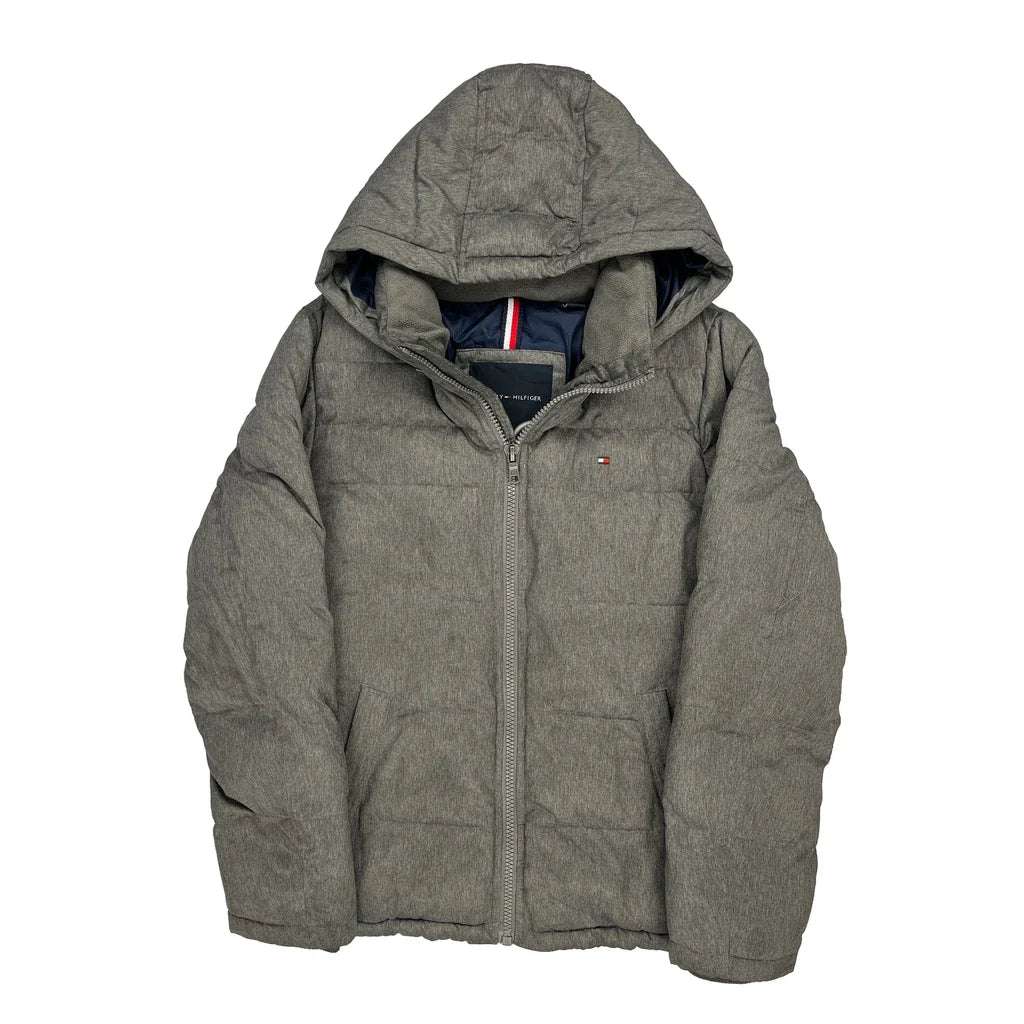Tommy Hilfiger Puffer - Medium Grey Polyester Refurbished - Thrifted (note: this is a term often used to describe second- refurbished available on Cerqular
