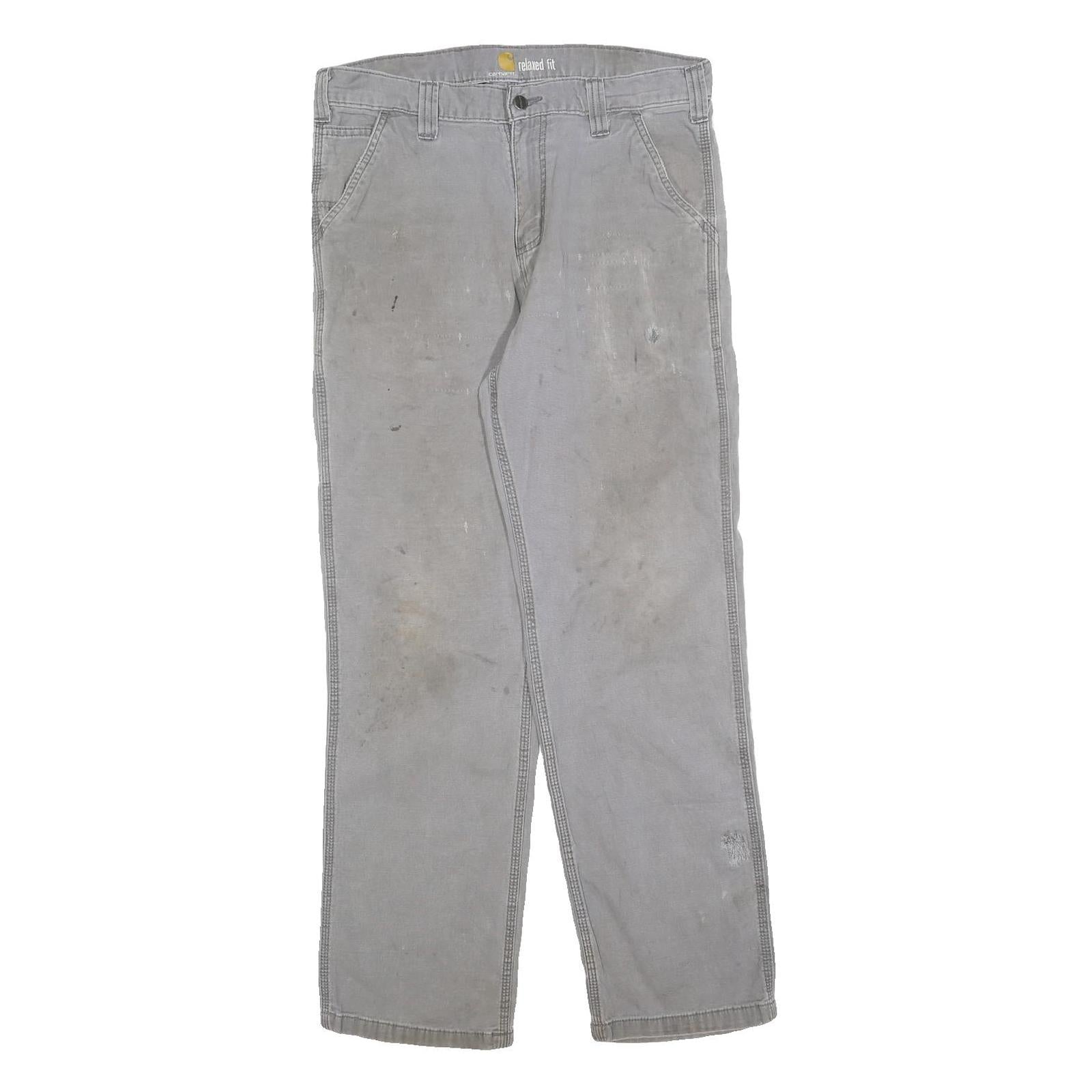 CARHARTT Mens Cotton Blend Grey Relaxed Fit Straight Trousers W34 L32 Workwear Refurbished - N/A refurbished available on Cerqular