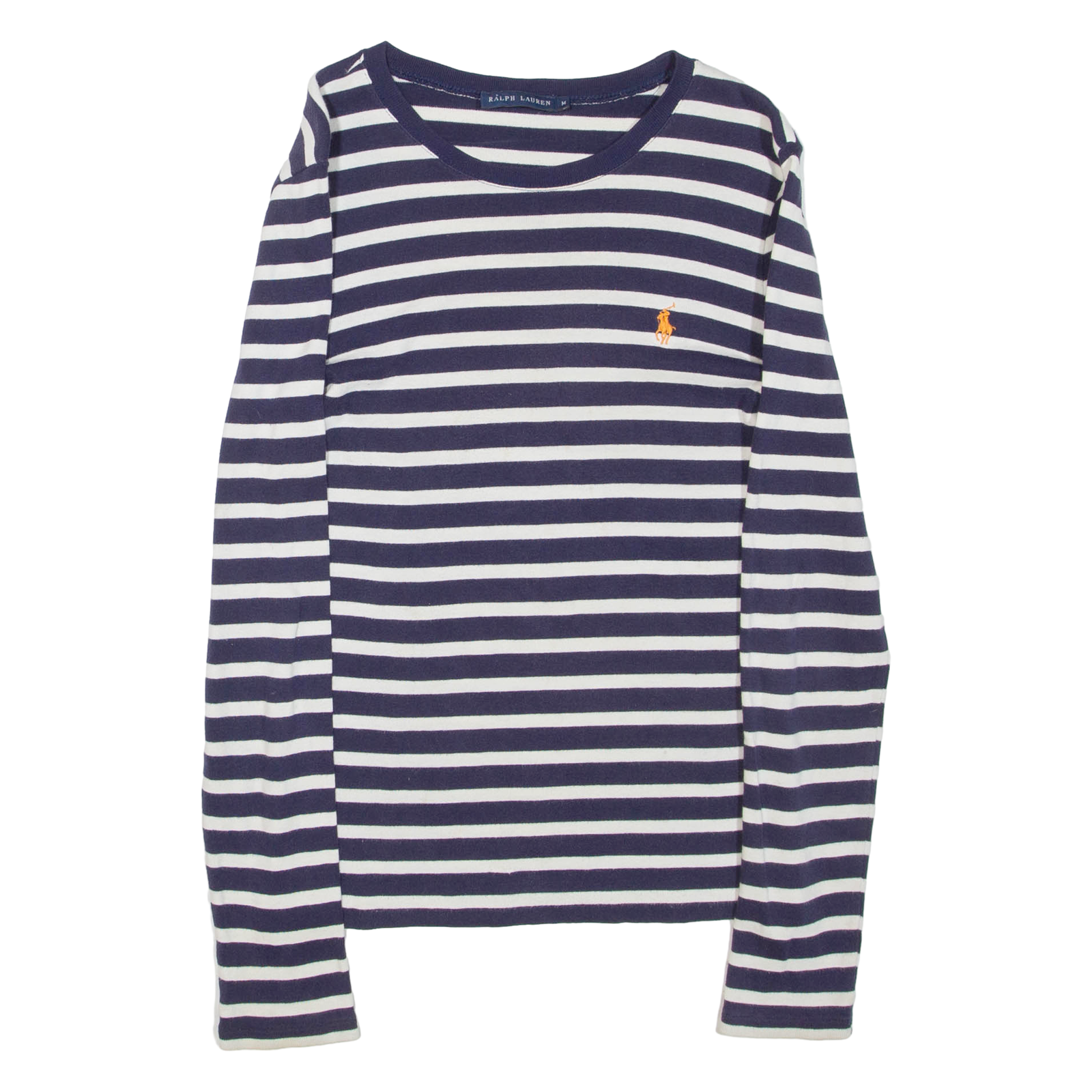 RALPH LAUREN Mens Patterned Jumper Blue Striped Tight Knit M Refurbished - N/A refurbished available on Cerqular