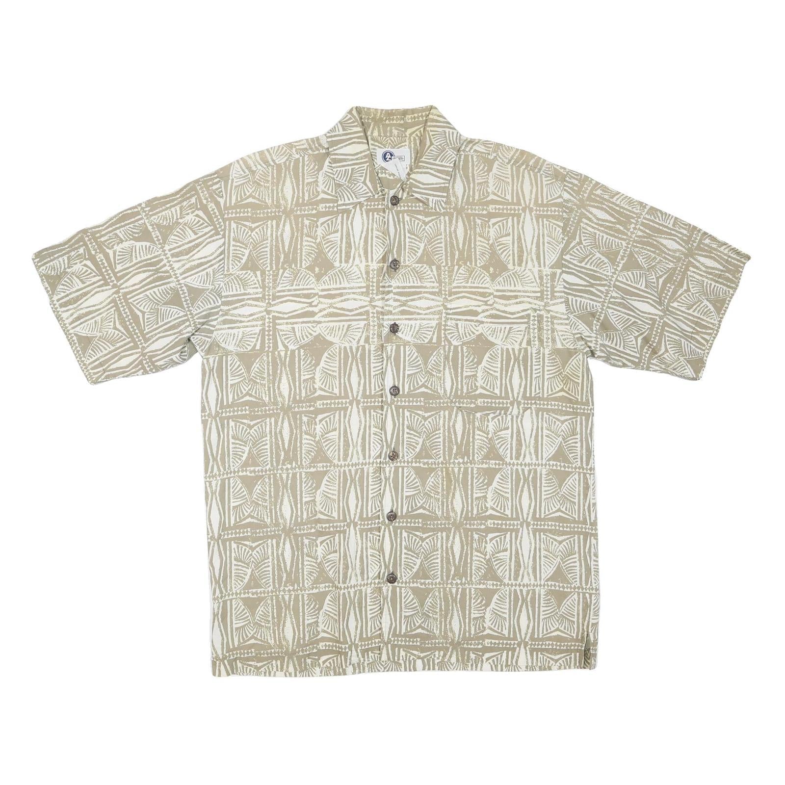 ARIZONA JEAN COMPANY Mens Beige Pattern Cotton Shirt S Casual Short Sleeve Refurbished - N/A refurbished available on Cerqular