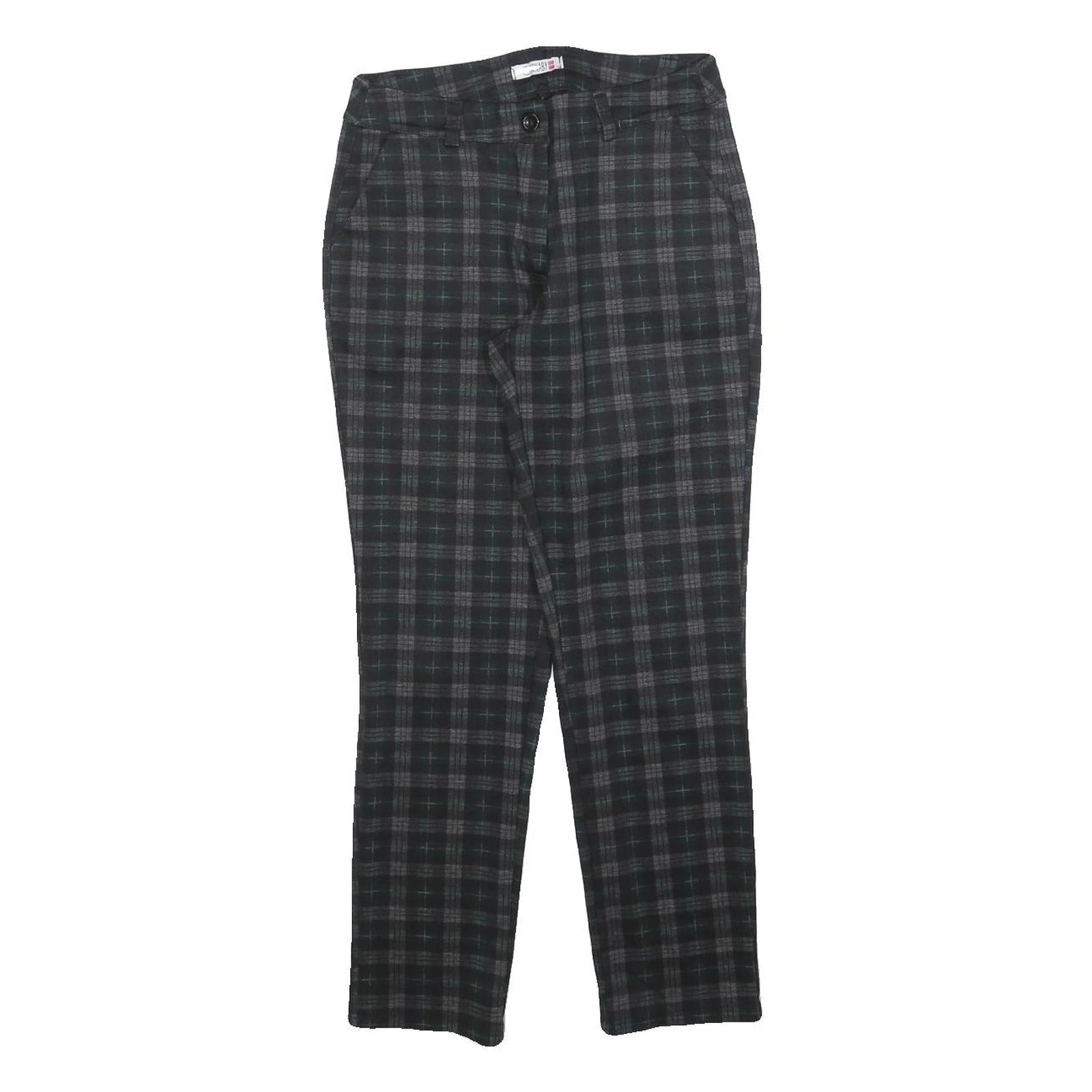 CARNABY Womens Cotton Blend Slim Black Grey Check Trousers W26 L26 Stylish Refurbished - N/A refurbished available on Cerqular