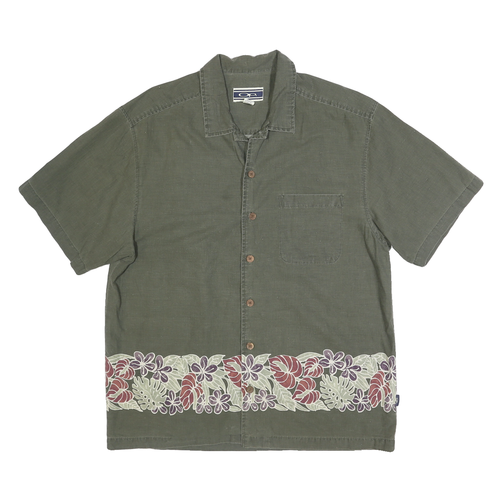 Buy OP Mens Green Floral Border Cotton Shirt L Casual Short Sleeve Summer Style Refurbished - $15.59 OP Mens Green Floral Border Cotton Shirt L Casual Short Sleeve Summer Style Refurbished - N/A refurbished available on Cerqular