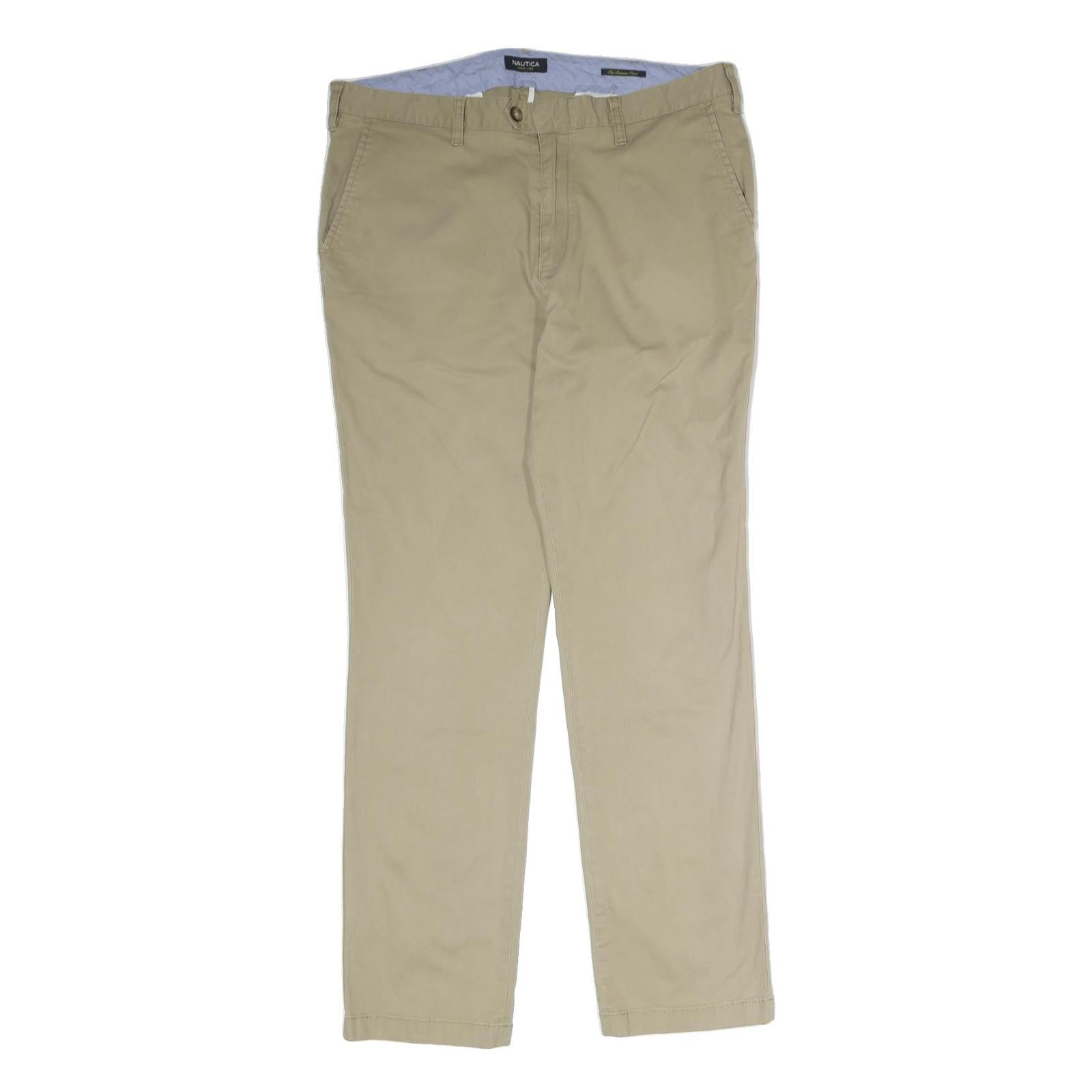 NAUTICA Womens Cotton Blend Beige Regular Fit Straight Leg Trousers W36 L32 Refurbished - N/A refurbished available on Cerqular
