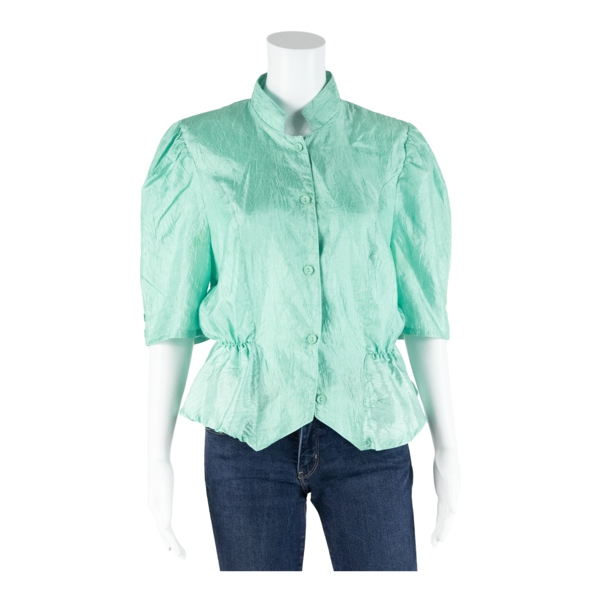 Womens Blouse Blue Collared 3/4 Sleeve L Refurbished - N/A refurbished available on Cerqular