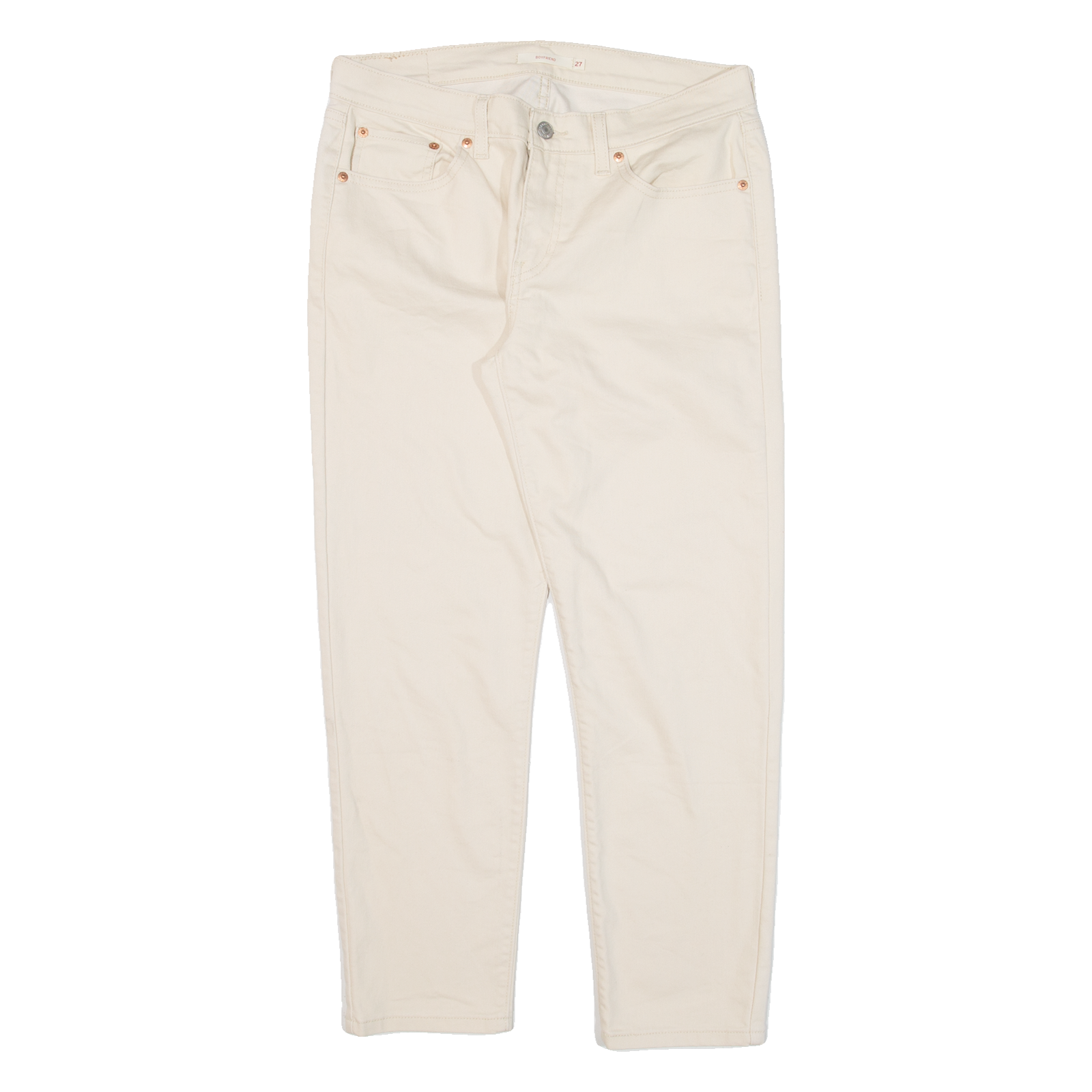 LEVI'S Womens Trousers Cream Regular Boyfriend W31 L25 Refurbished - N/A refurbished available on Cerqular
