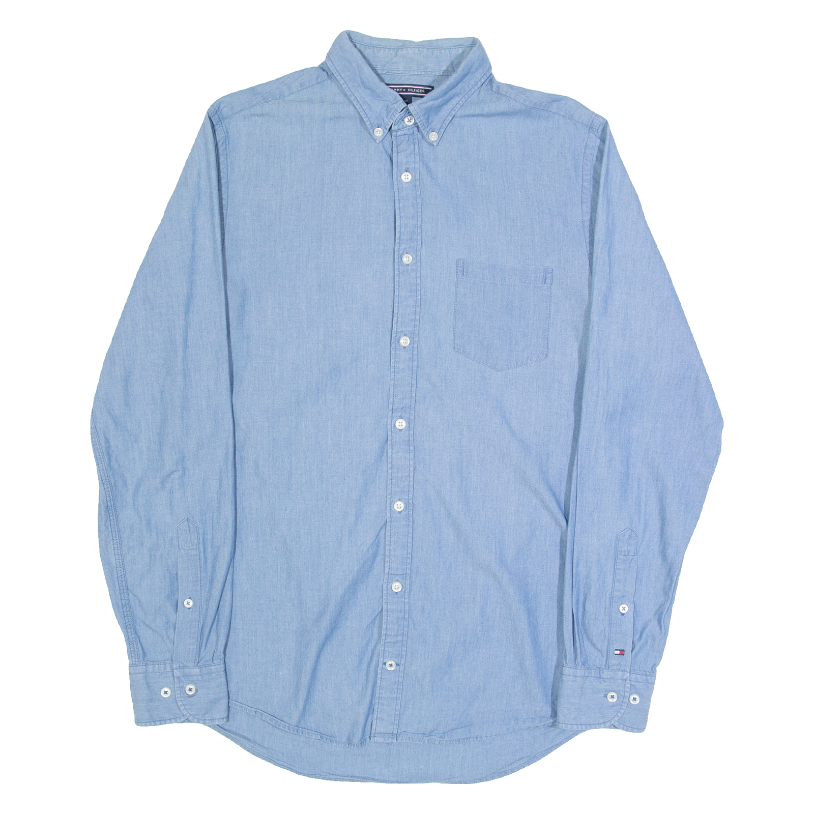 TOMMY HILFIGER Mens Plain Shirt Blue Long Sleeve M Refurbished - N/A refurbished available on Cerqular