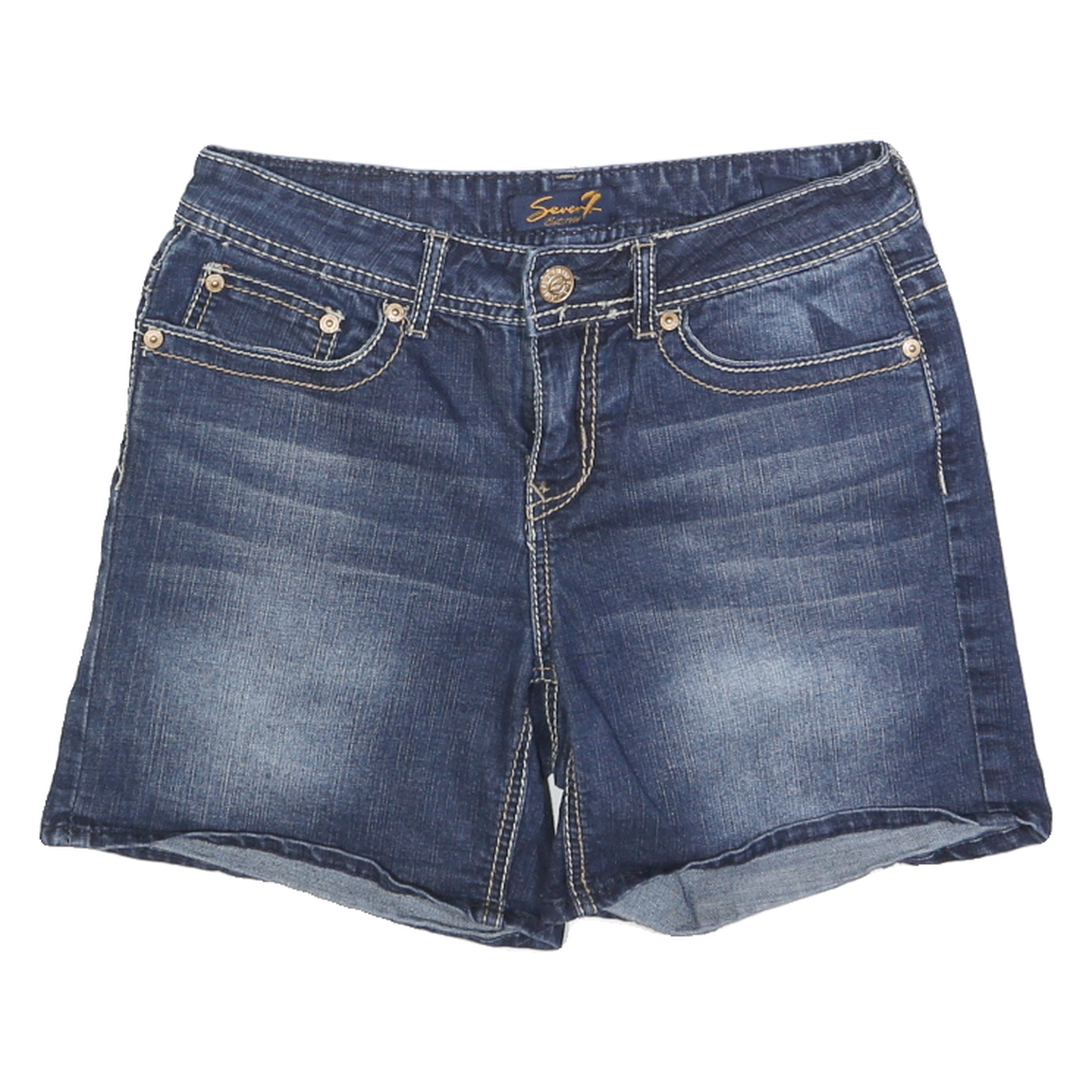 7 FOR ALL MANKIND Womens Denim Blue Shorts S W28 Classic Fit Jeans Refurbished - N/A refurbished available on Cerqular