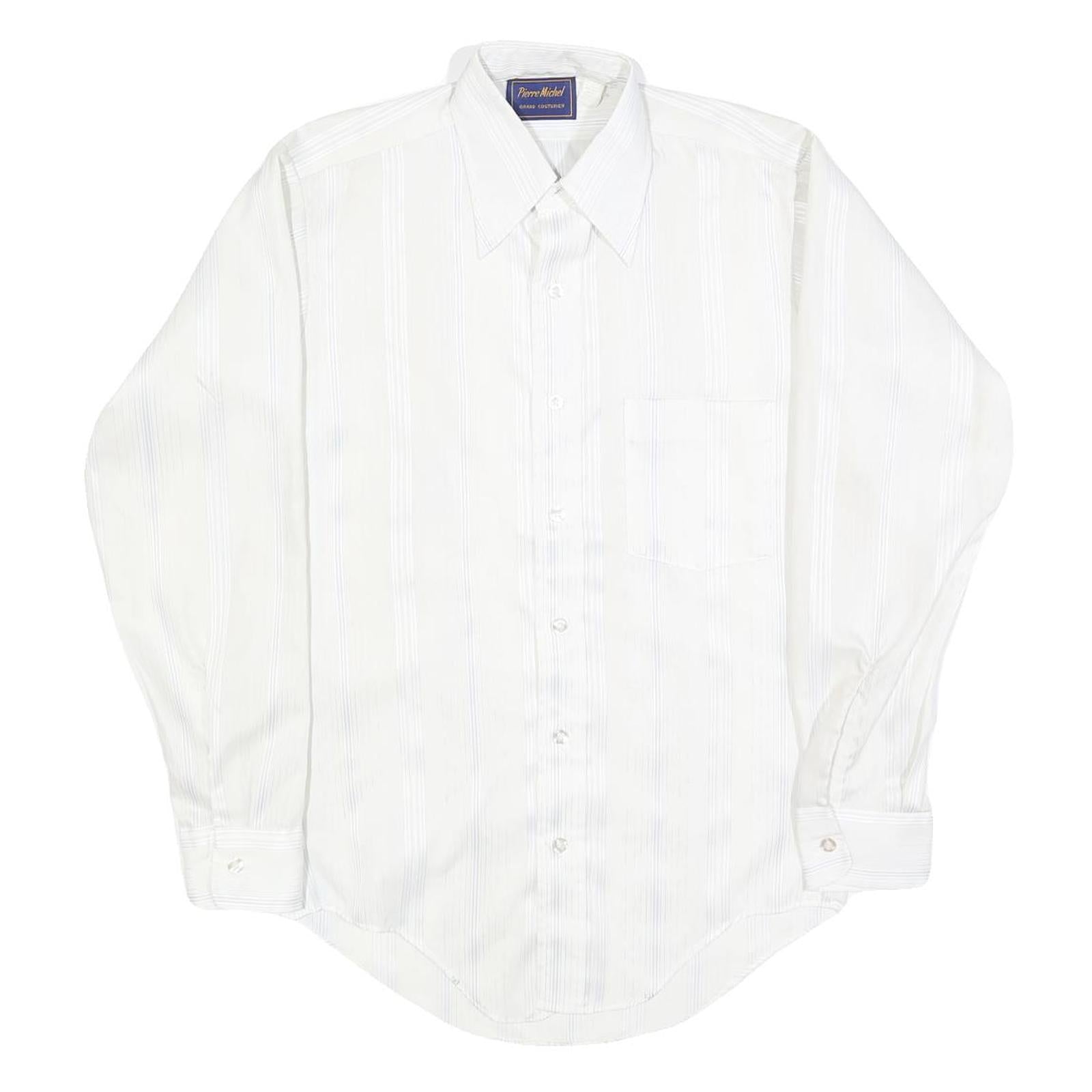 PIERRE MICHEL Mens White Plain Shirt M Classic Fit Button Collar Refurbished - N/A refurbished available on Cerqular
