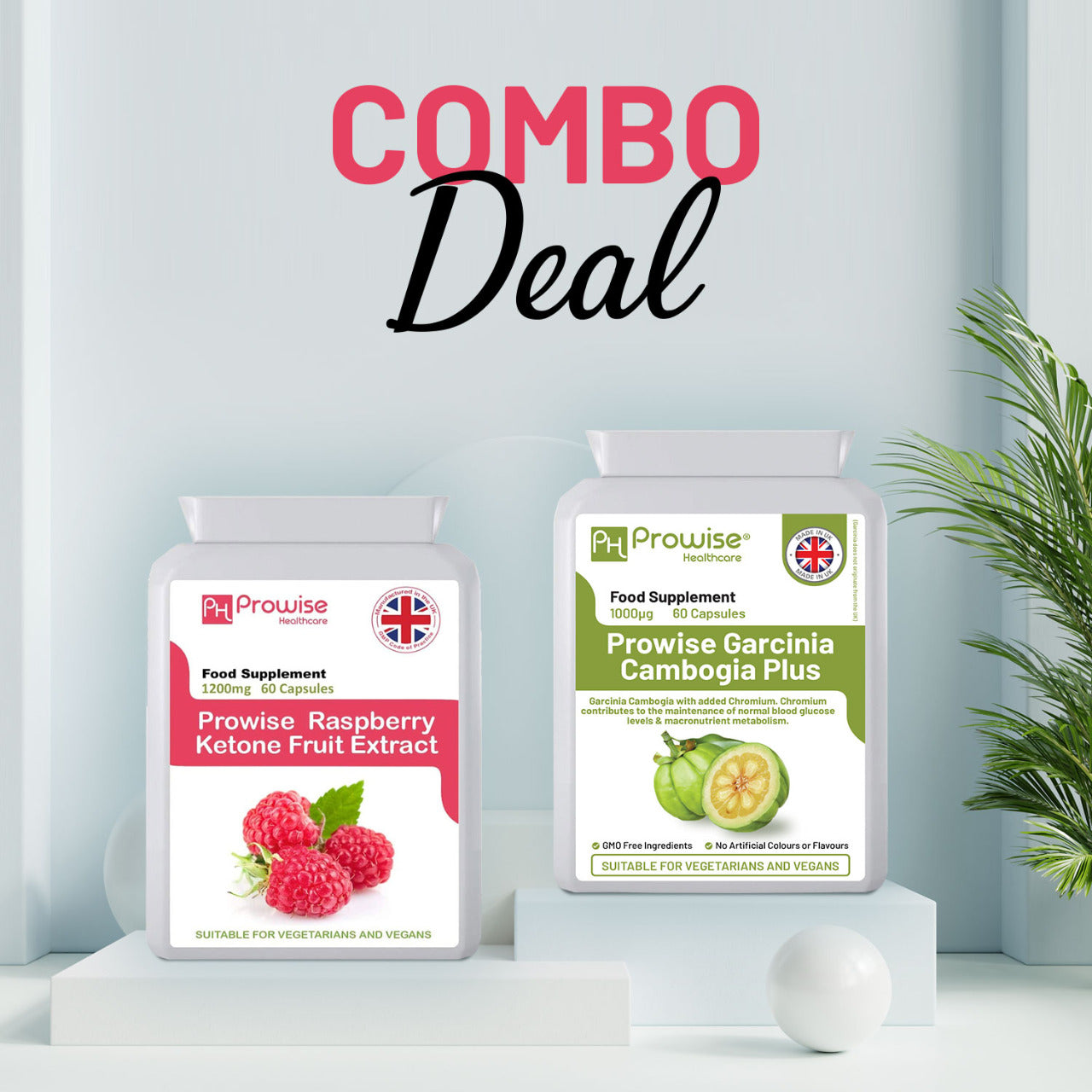 Raspberry Ketones + Garcinia Cambogia | Suitable For Vegetarians & Vegans | Made In UK Refurbished - Prowise Healthcare refurbished available on Cerqular