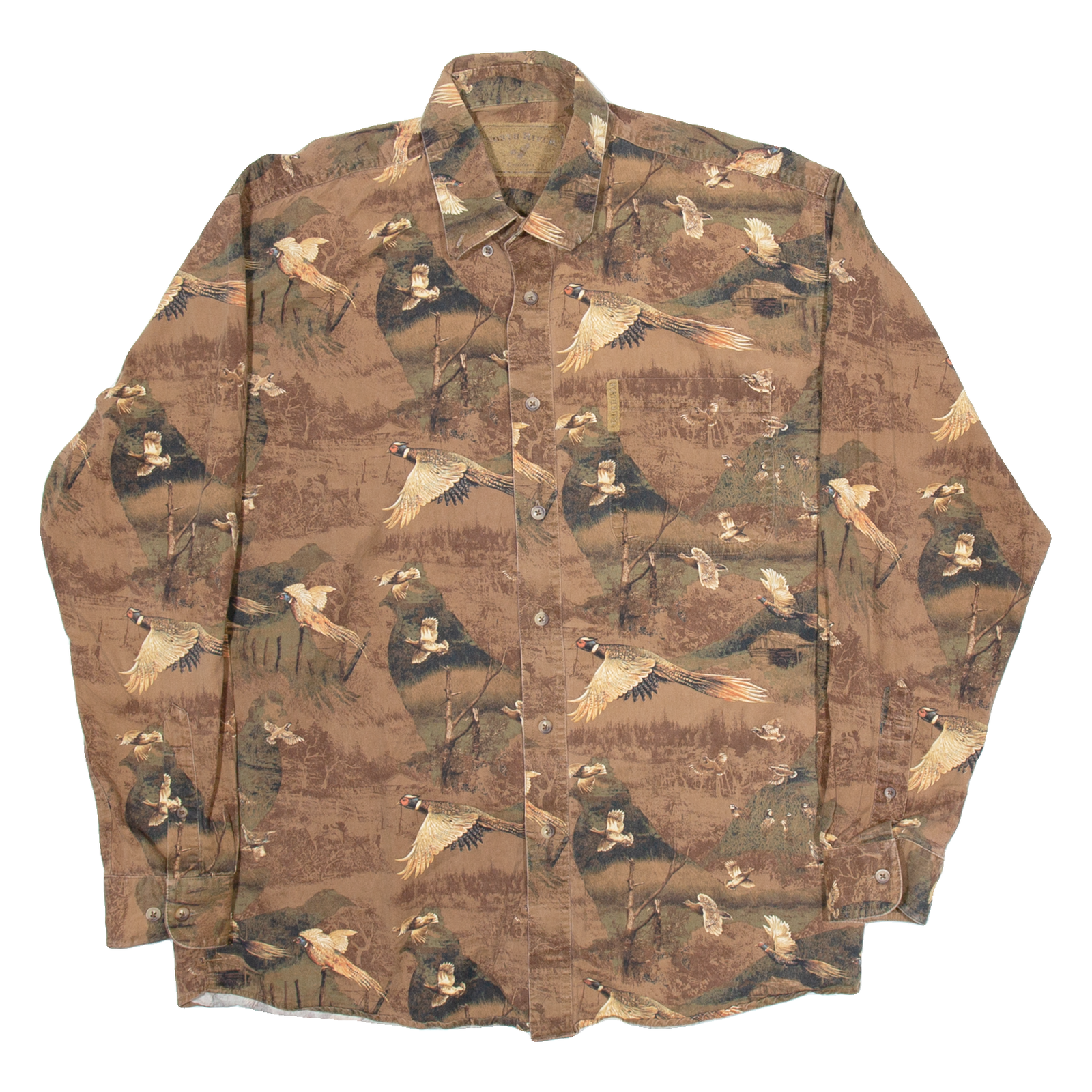 NORTHERN RIVER Mens Shirt Brown Crazy Pattern Long Sleeve M Refurbished - N/A refurbished available on Cerqular