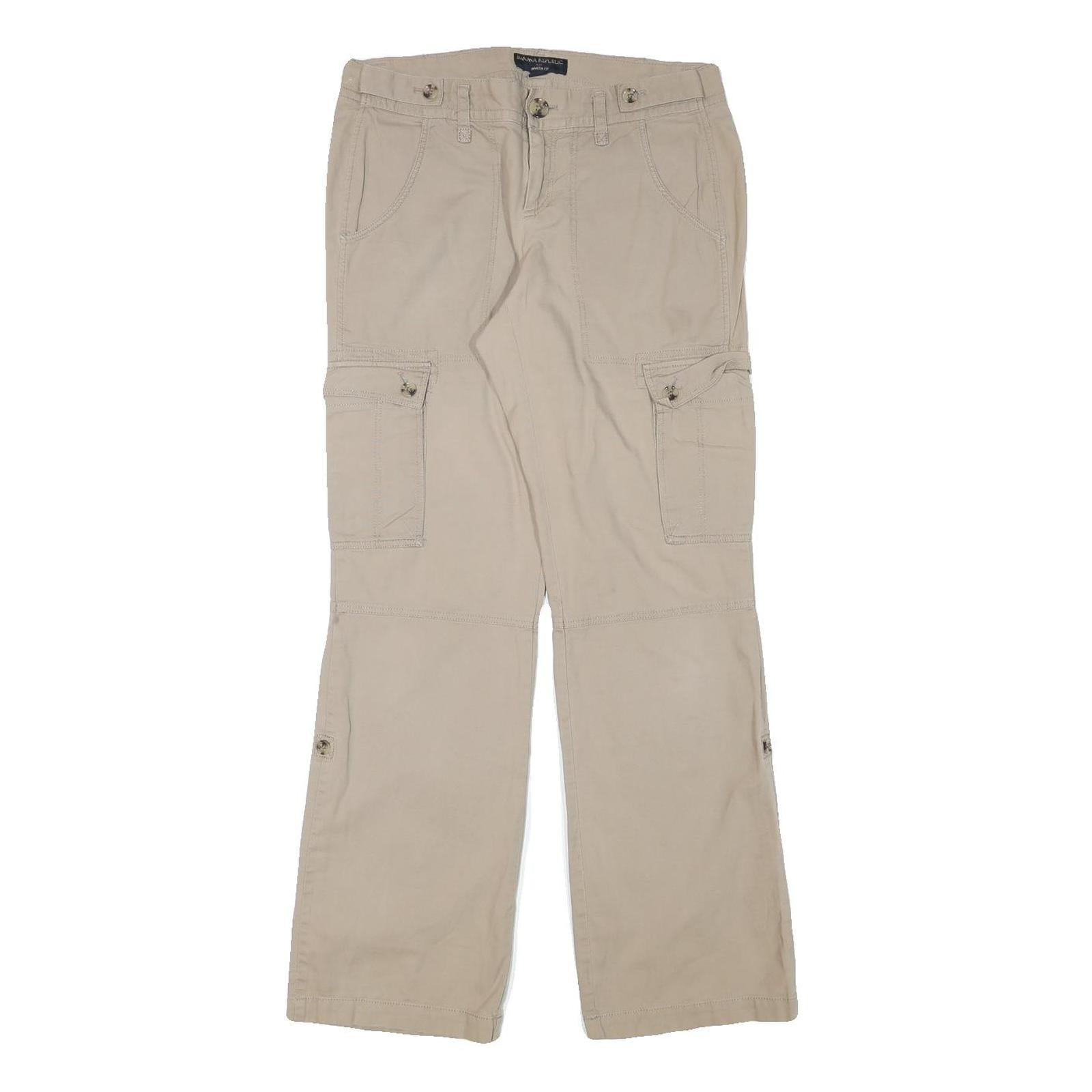 BANANA REPUBLIC Womens Relaxed Beige Cargo Trousers W30 L31 Cotton Blend Zip Refurbished - N/A refurbished available on Cerqular