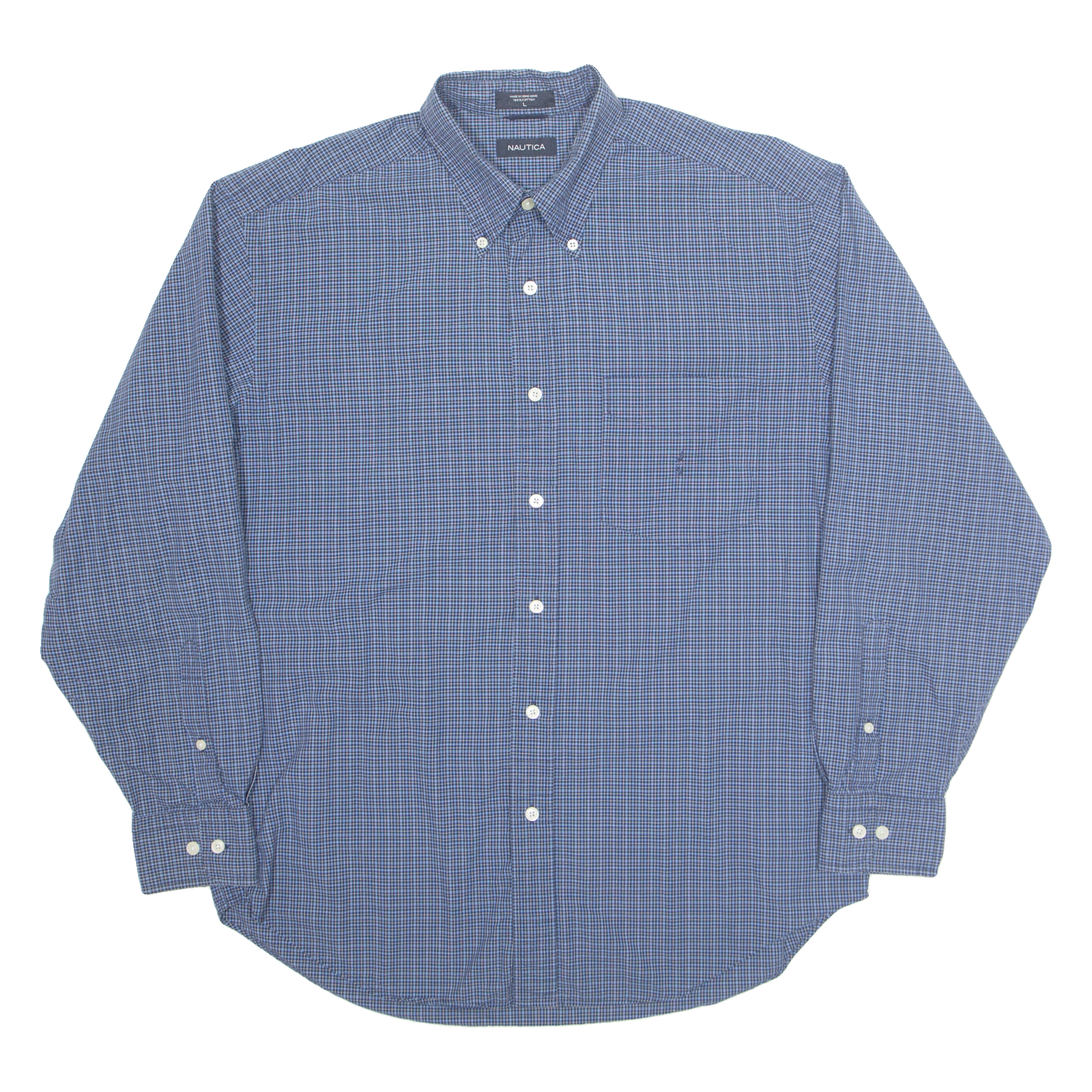 NAUTICA Mens Shirt Blue Check Long Sleeve L Refurbished - N/A refurbished available on Cerqular