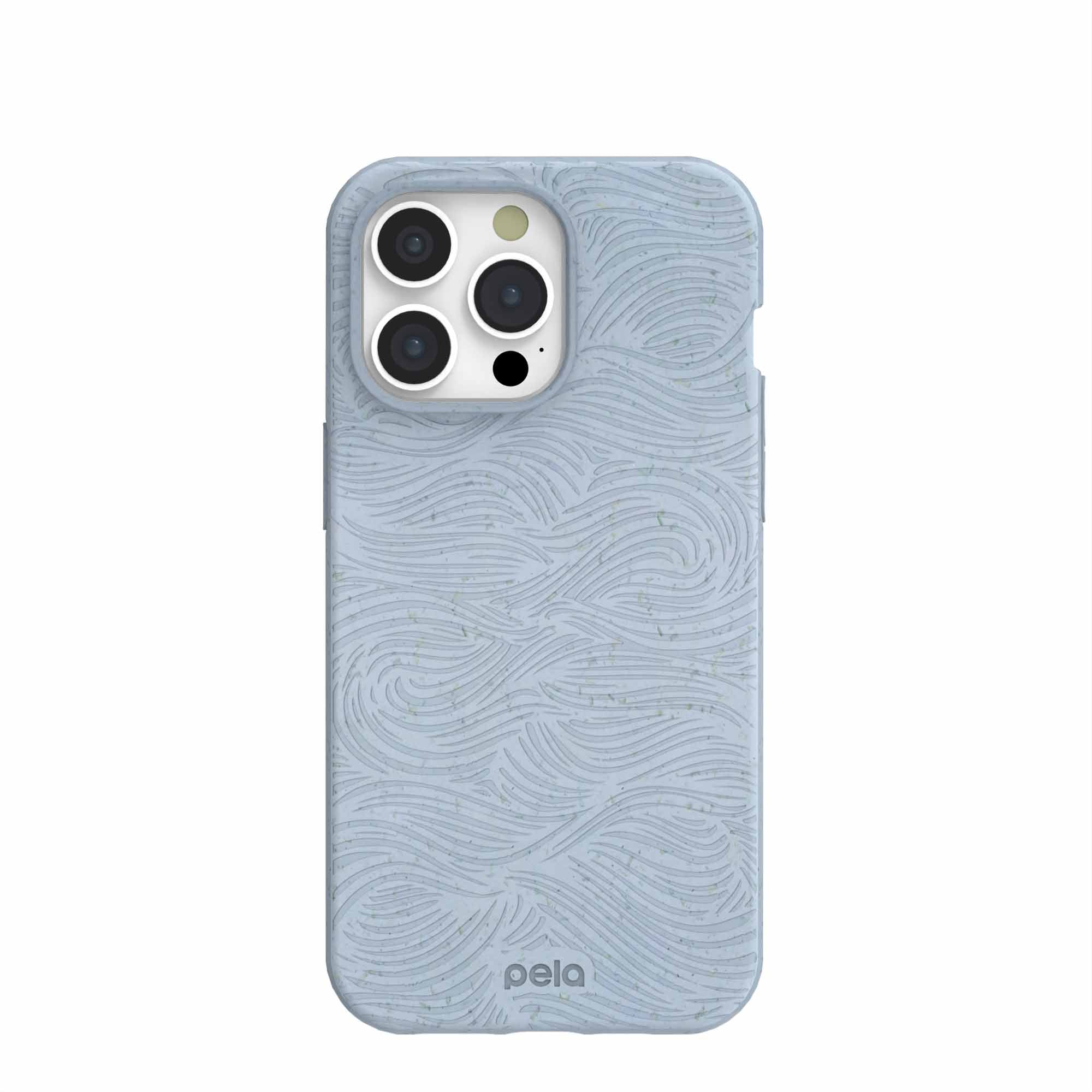 Powder Blue Ebb and Flow iPhone 15 Pro Max Case Refurbished - Pela Case refurbished available on Cerqular