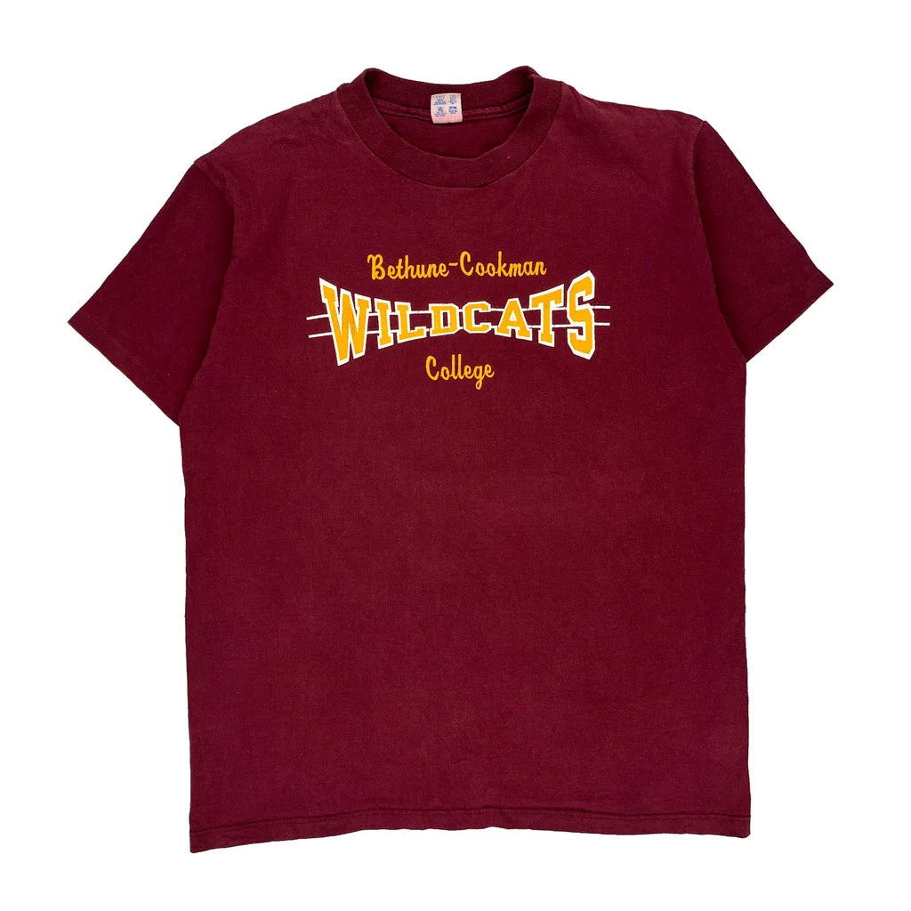 Bethune-Cookman Wildcats Champion Single Stitch T-Shirt - Large Burgundy Cotton Refurbished - Thrifted (note: this is a term often used to describe second- refurbished available on Cerqular
