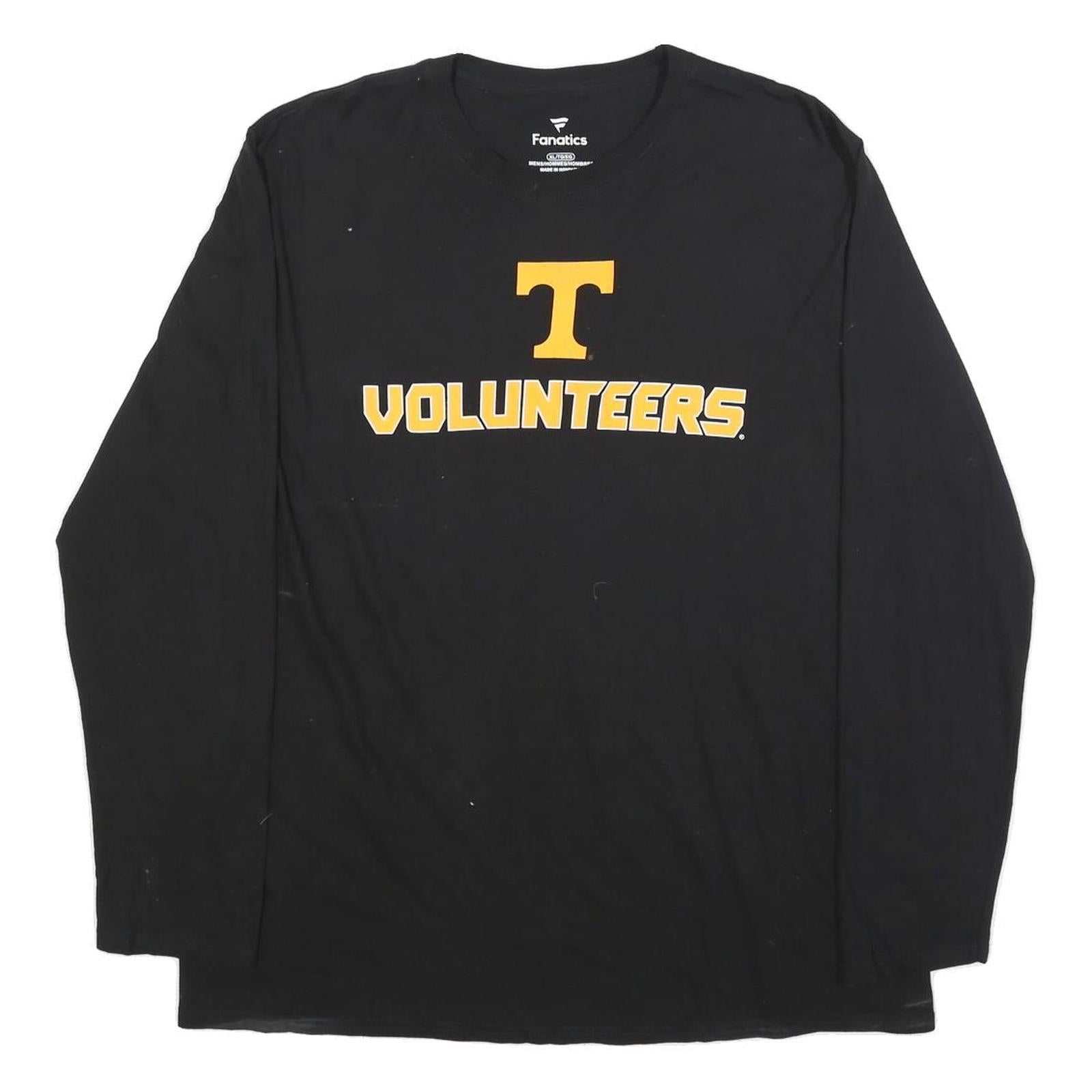 FANATICS Mens Black Volunteers Graphic T-Shirt XL Long Sleeve Crew Neck Sports Refurbished - N/A refurbished available on Cerqular
