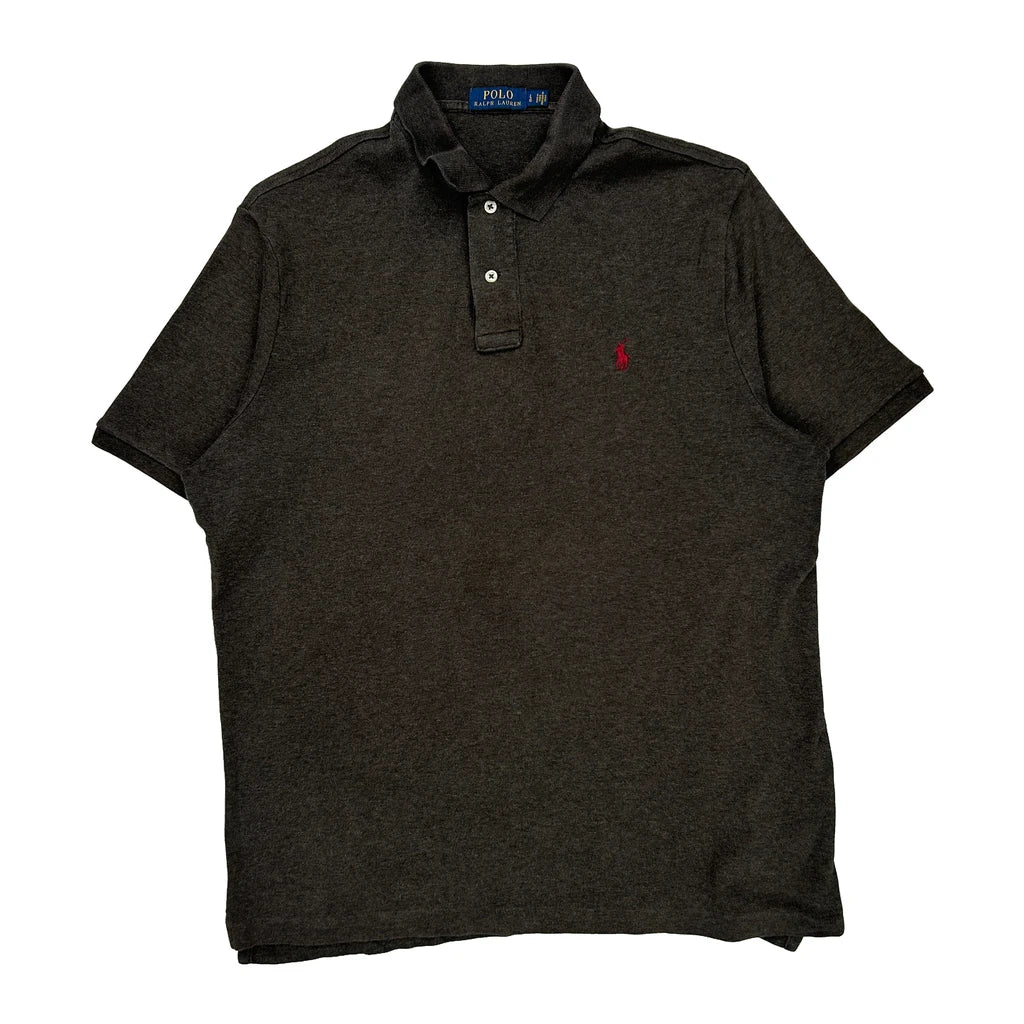 Polo By Ralph Lauren Polo Shirt - Large Grey Cotton Refurbished - Thrifted (note: this is a term often used to describe second- refurbished available on Cerqular
