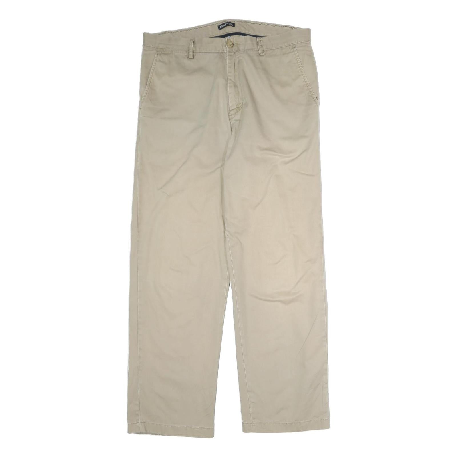 NAUTICA Mens Cotton Beige Regular Straight Trousers W36 L31 Casual Zip Closure Refurbished - N/A refurbished available on Cerqular