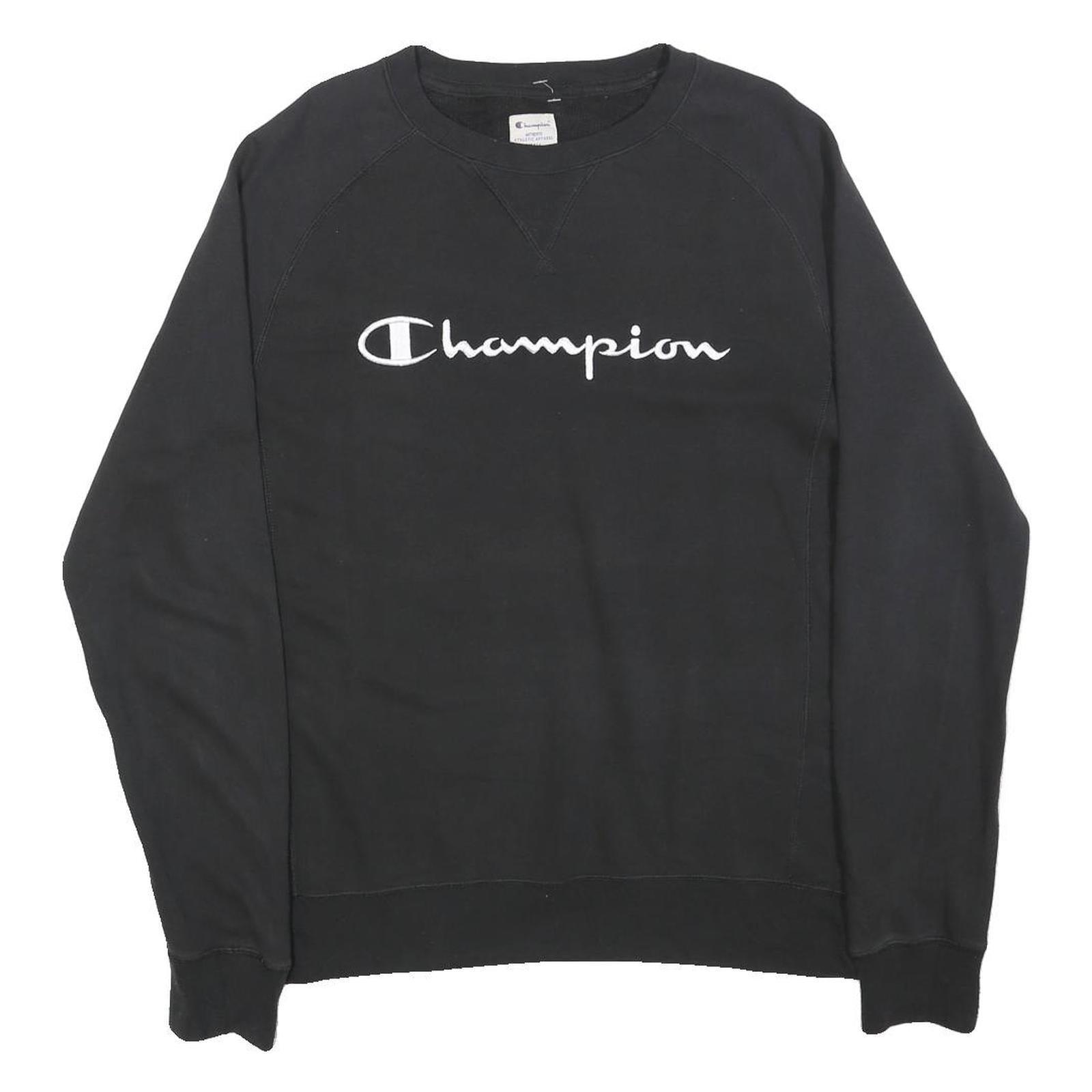 CHAMPION Mens Black Cotton Blend Crew Neck S Sweatshirt Classic Logo Crewneck Refurbished - N/A refurbished available on Cerqular