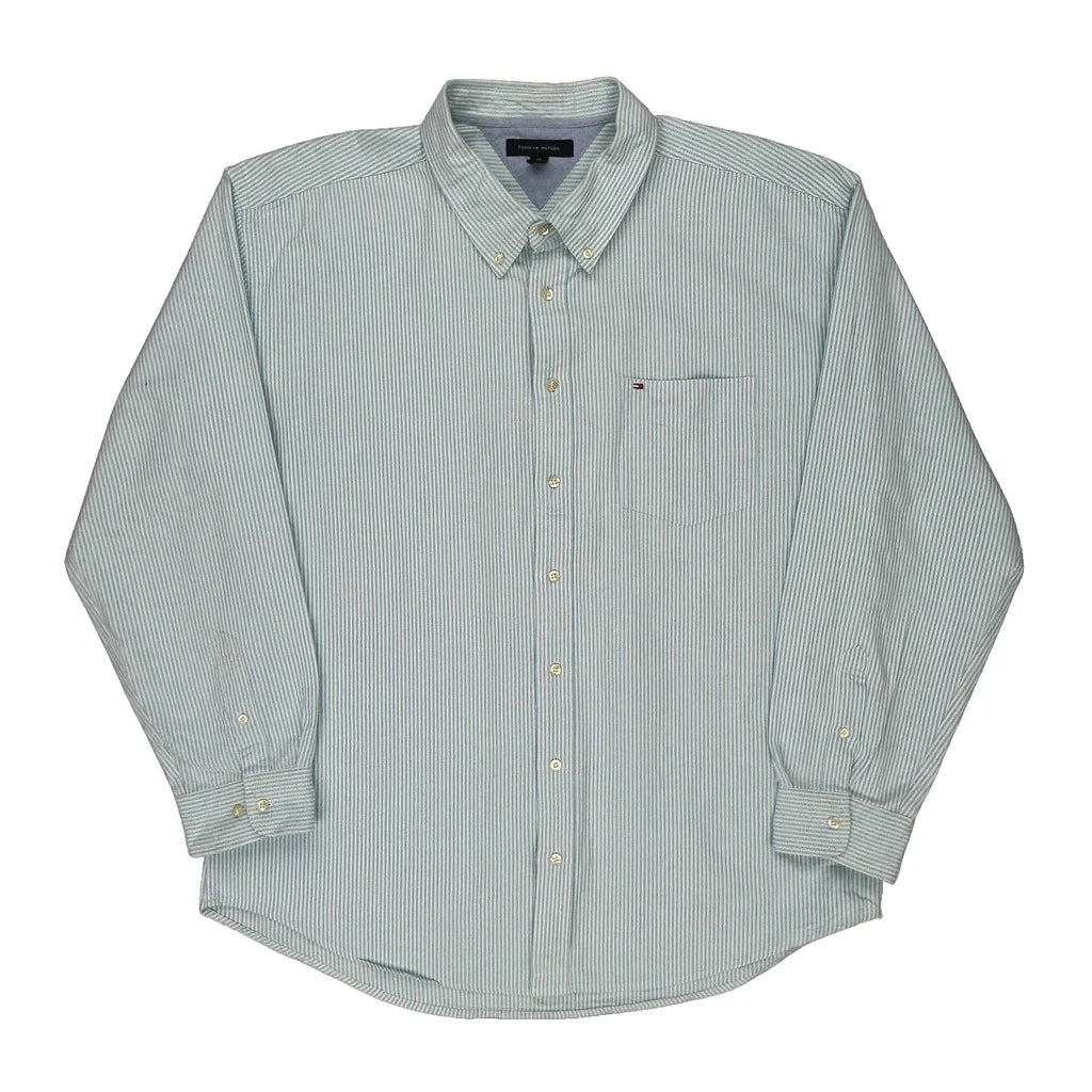 Tommy Hilfiger Striped Shirt - 2XL Blue Cotton Refurbished - Thrifted (note: this is a term often used to describe second- refurbished available on Cerqular